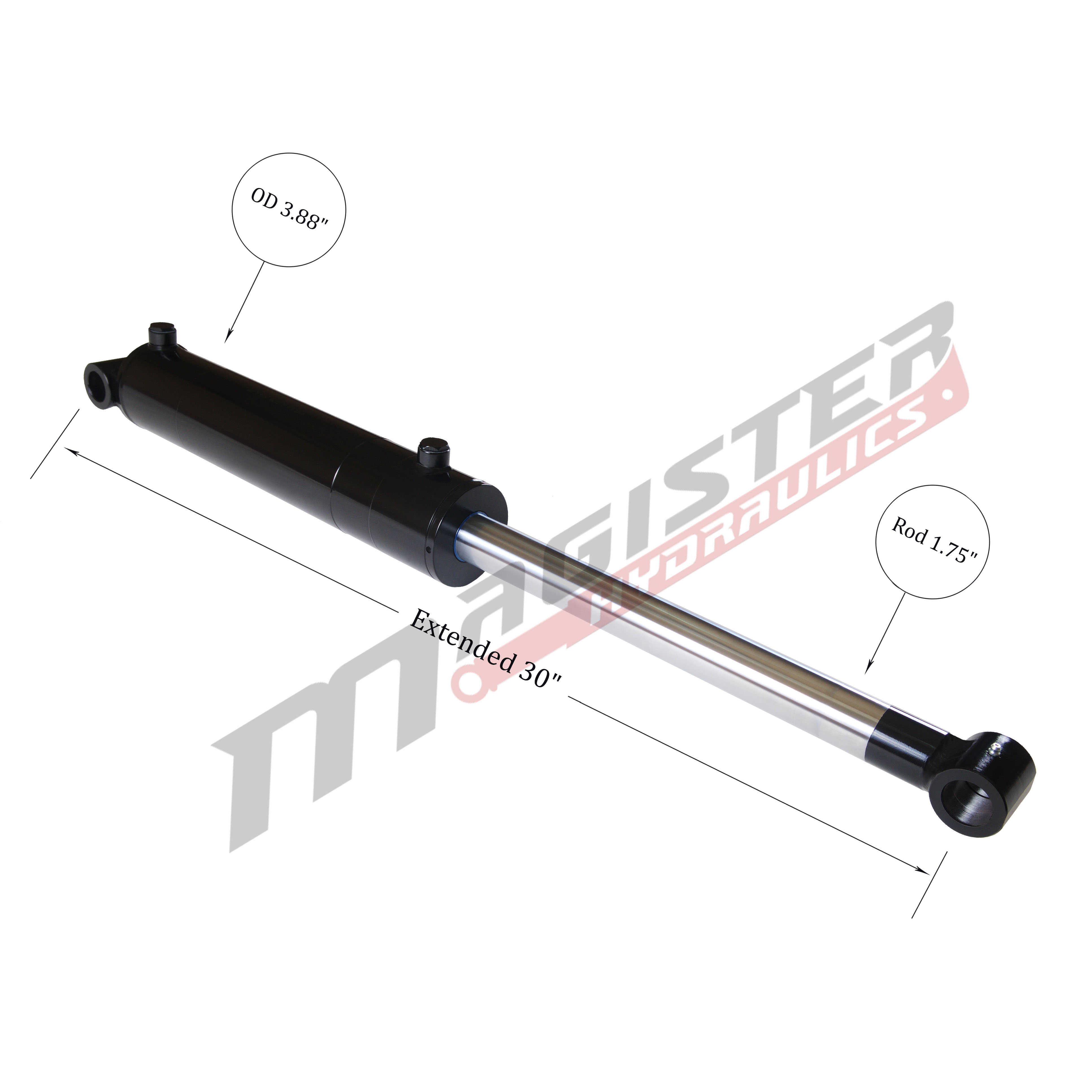 3.5 bore x 8 stroke hydraulic cylinder, welded cross tube double acting cylinder | Magister Hydraulics