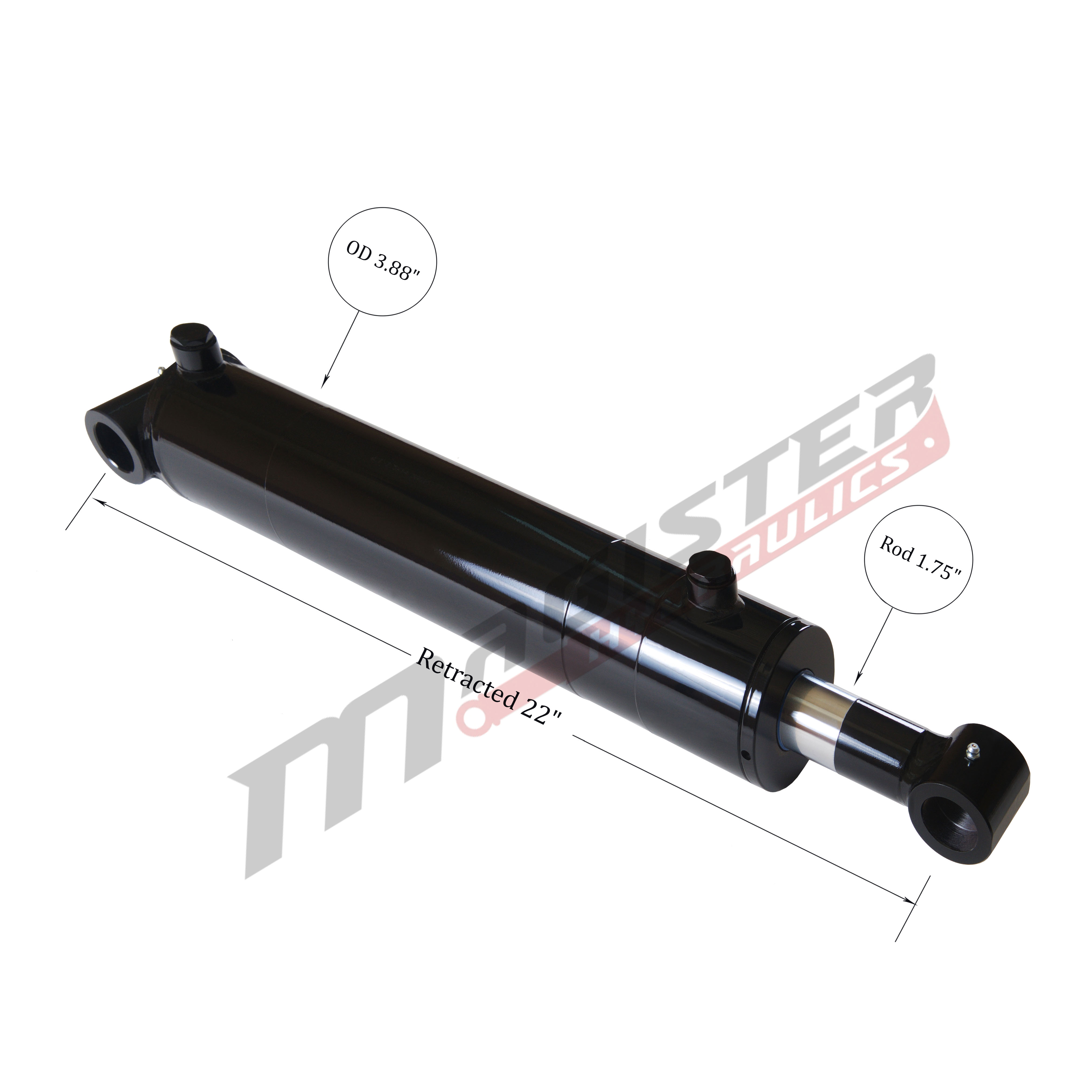 3.5 bore x 12 stroke hydraulic cylinder, welded cross tube double acting cylinder | Magister Hydraulics