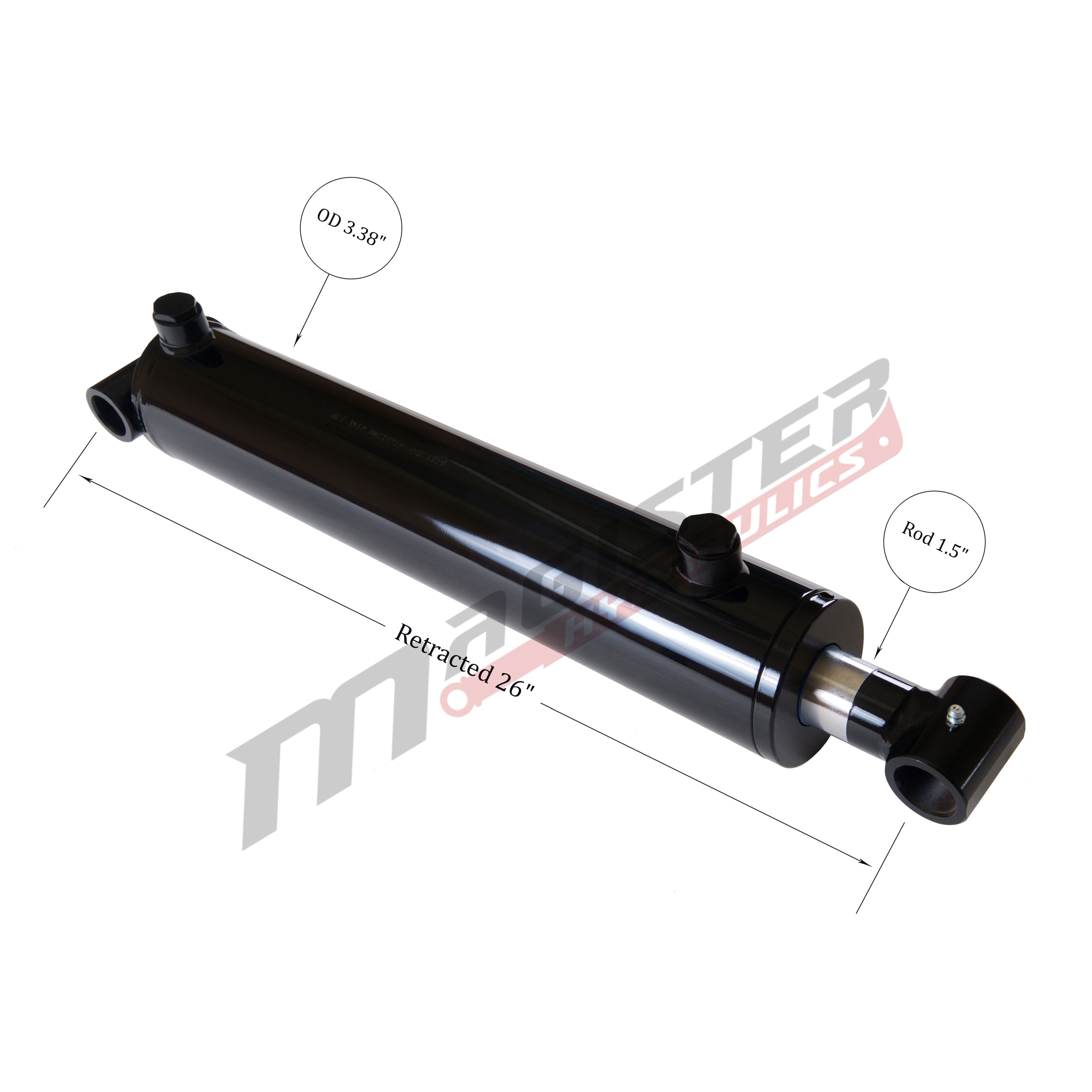 3 bore x 18 stroke hydraulic cylinder, welded cross tube double acting cylinder | Magister Hydraulics
