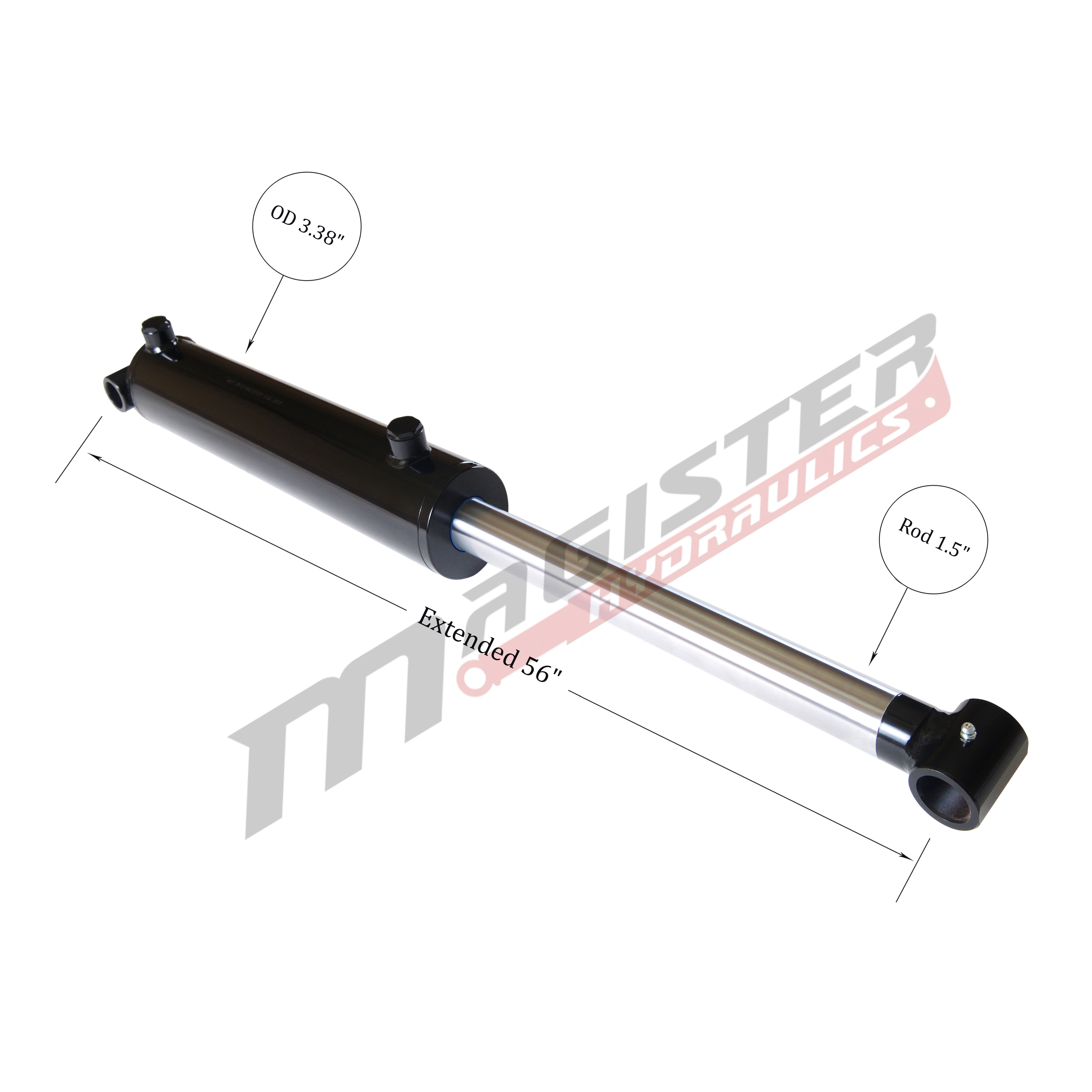 3 bore x 24 stroke hydraulic cylinder, welded cross tube double acting cylinder | Magister Hydraulics
