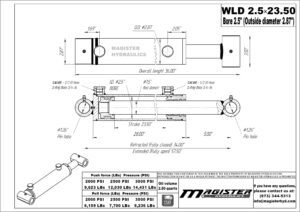 2.5 bore x 23.5 stroke hydraulic cylinder, welded loader double acting cylinder | Magister Hydraulics 2.5 bore x 23.5 stroke hydraulic cylinder, welded loader double acting cylinder | Magister Hydraulics