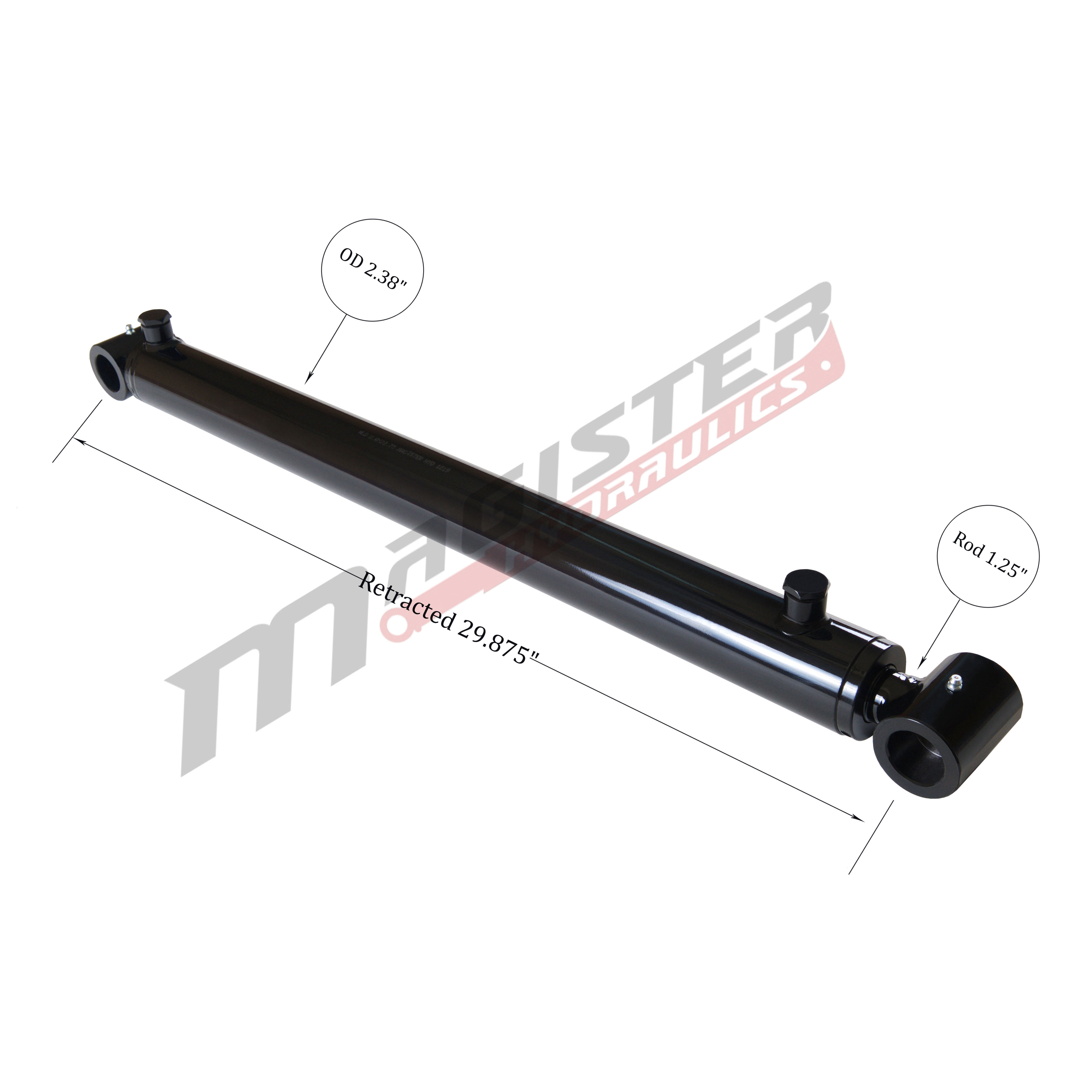 2 bore x 22.75 stroke hydraulic cylinder, welded loader double acting cylinder | Magister Hydraulics