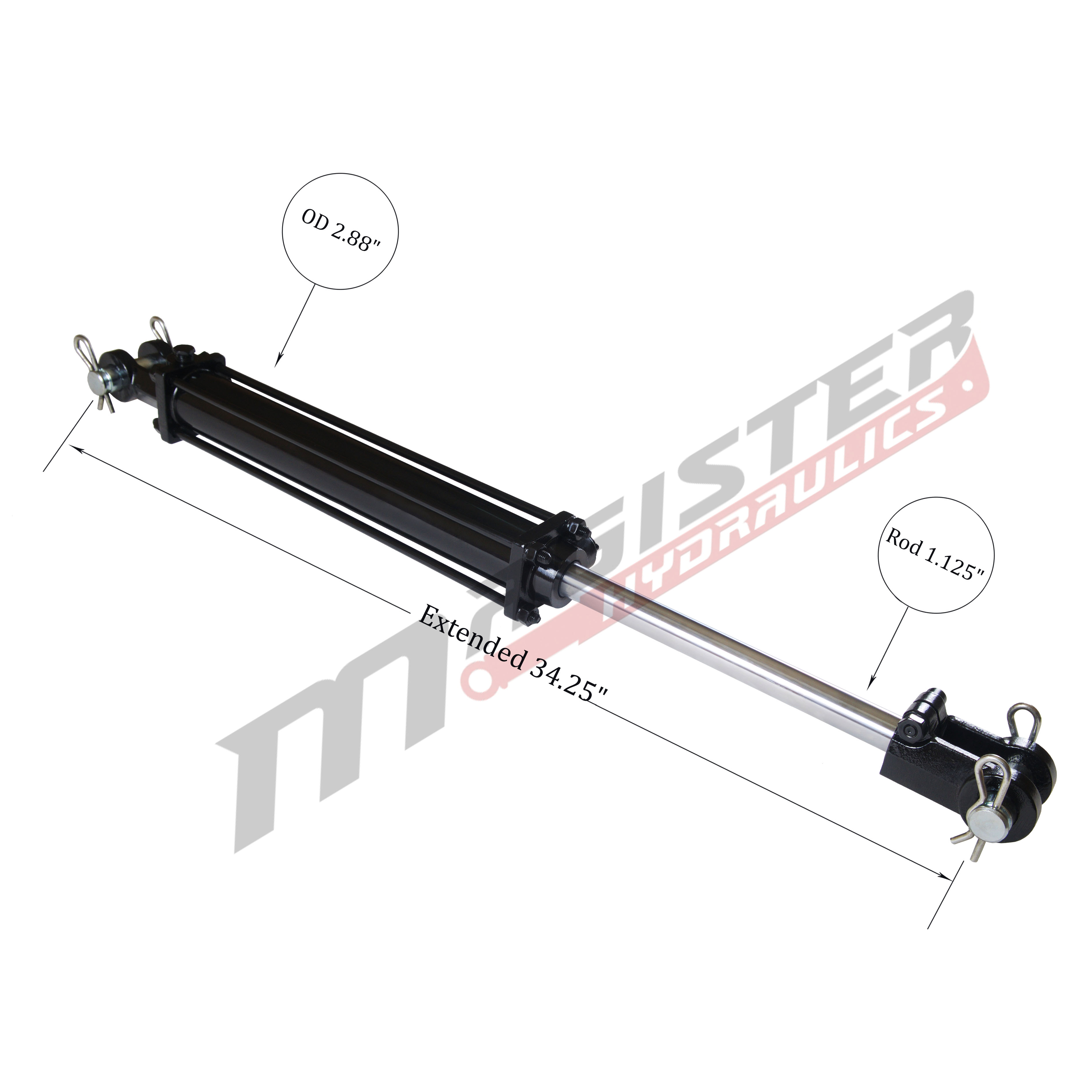 2.5 bore x 12 stroke hydraulic cylinder, tie rod double acting cylinder | Magister Hydraulics