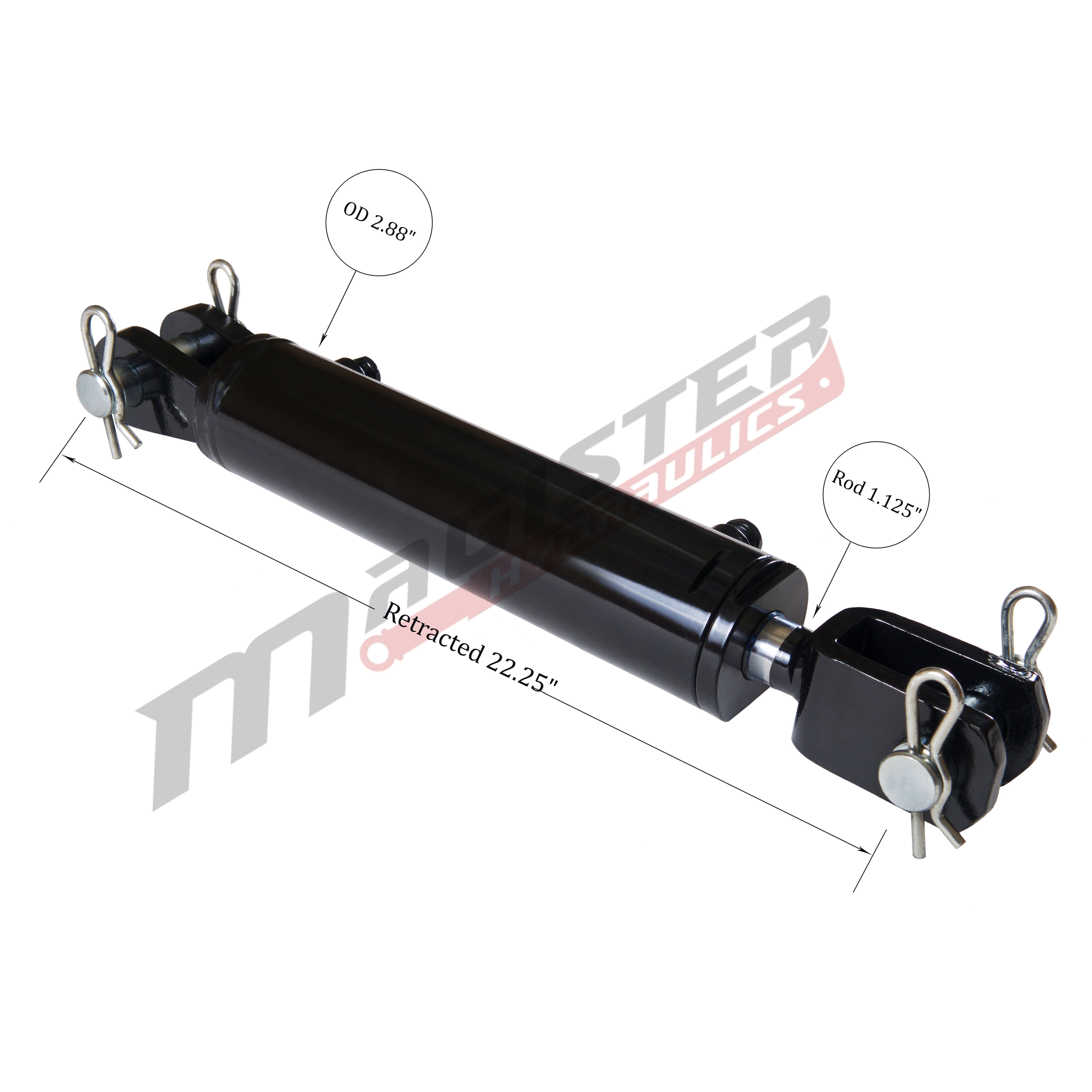 2.5 bore x 12 stroke hydraulic cylinder, ag clevis double acting cylinder | Magister Hydraulics