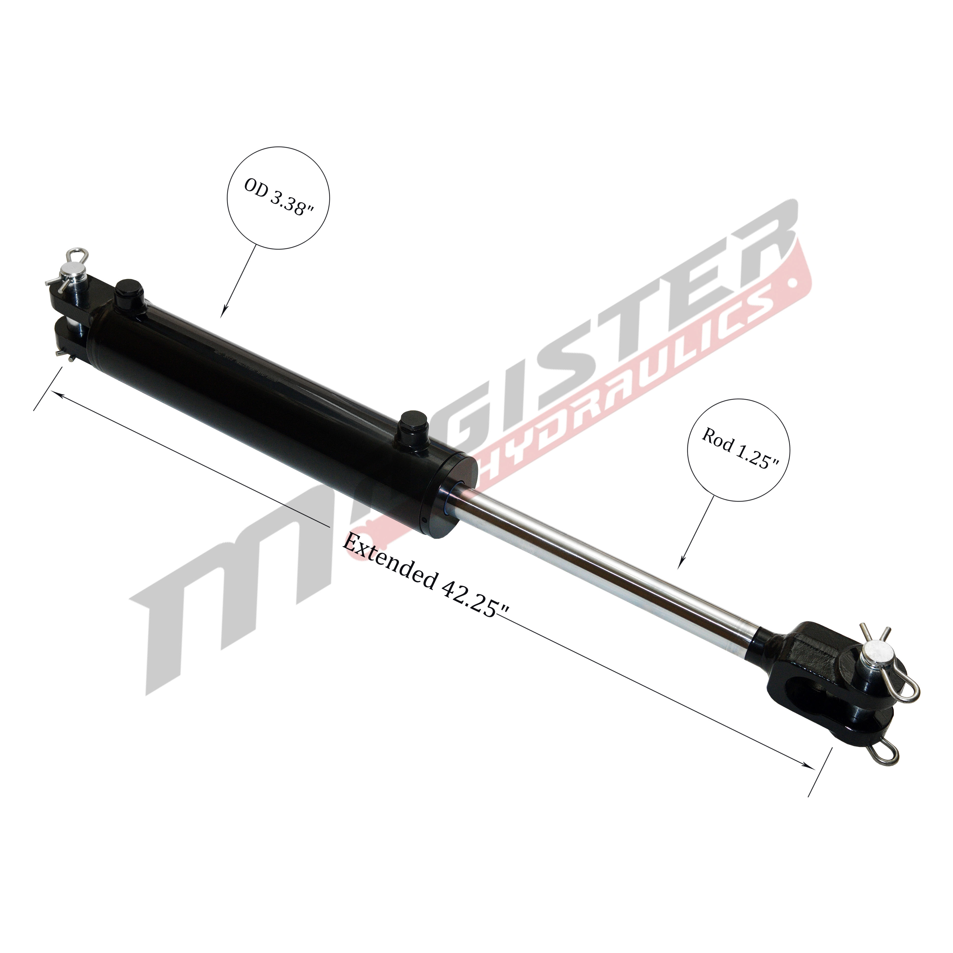 3 bore x 16 stroke hydraulic cylinder, ag clevis double acting cylinder | Magister Hydraulics