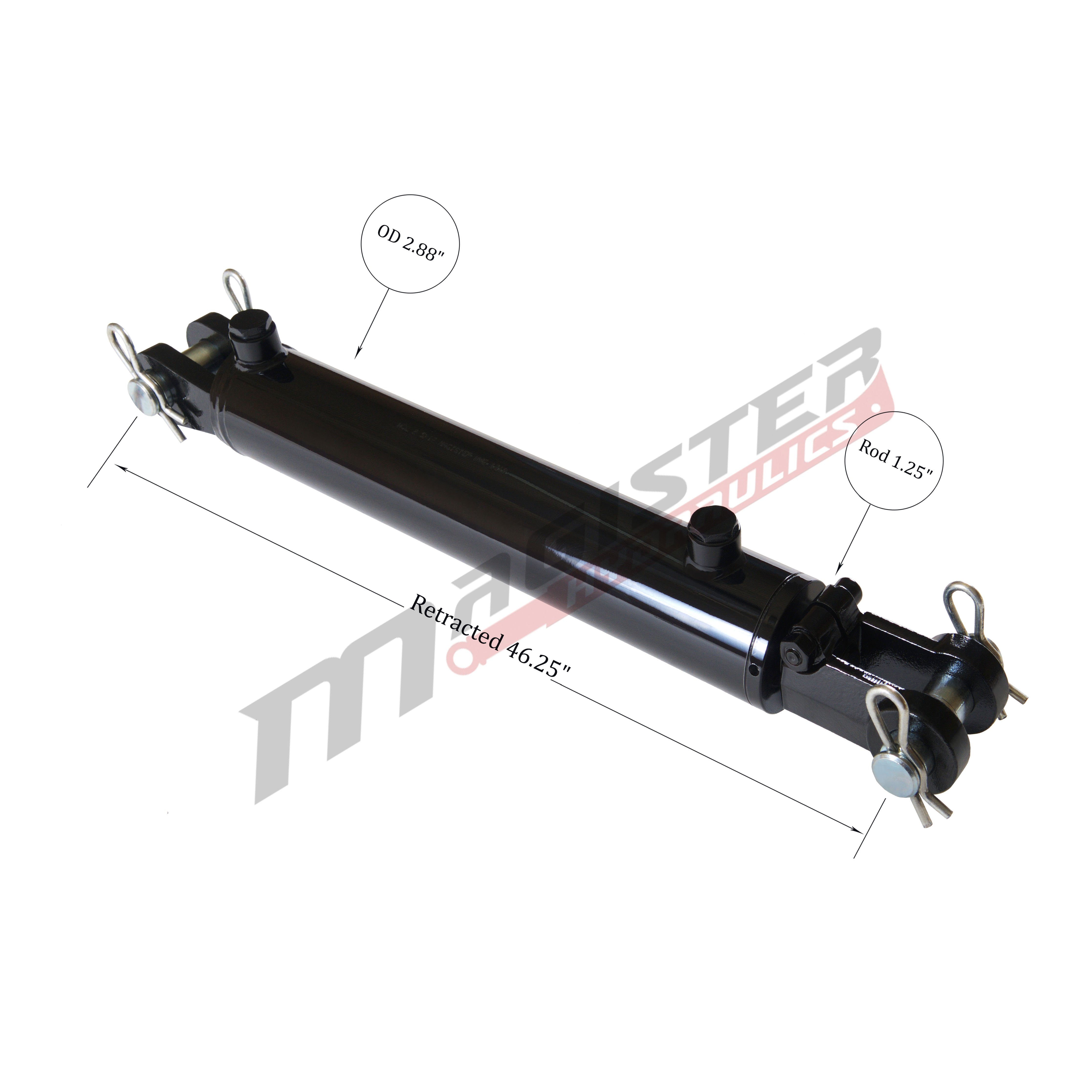 2.5 bore x 36 stroke hydraulic cylinder, welded clevis double acting cylinder | Magister Hydraulics