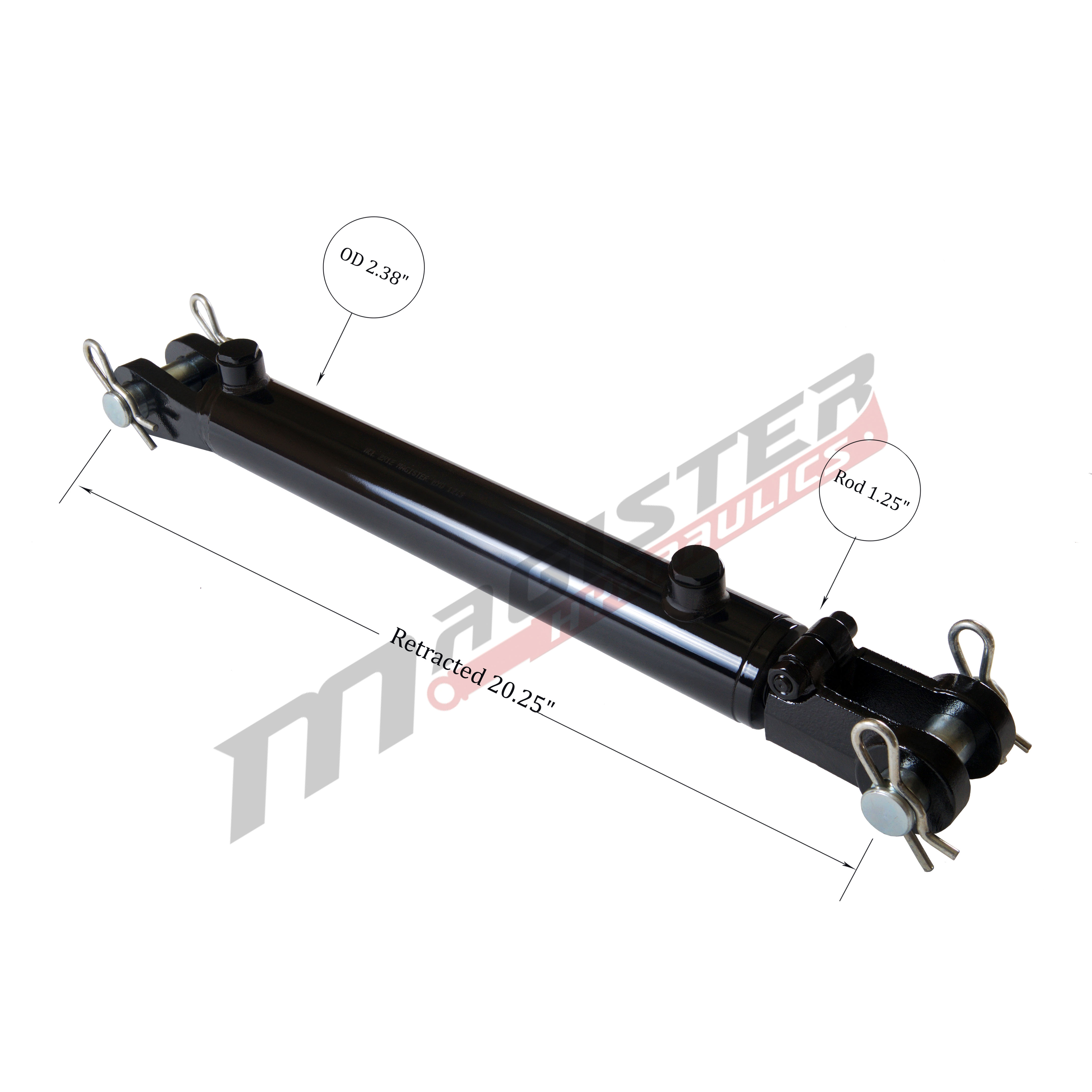 2 bore x 10 stroke hydraulic cylinder, welded clevis double acting cylinder | Magister Hydraulics