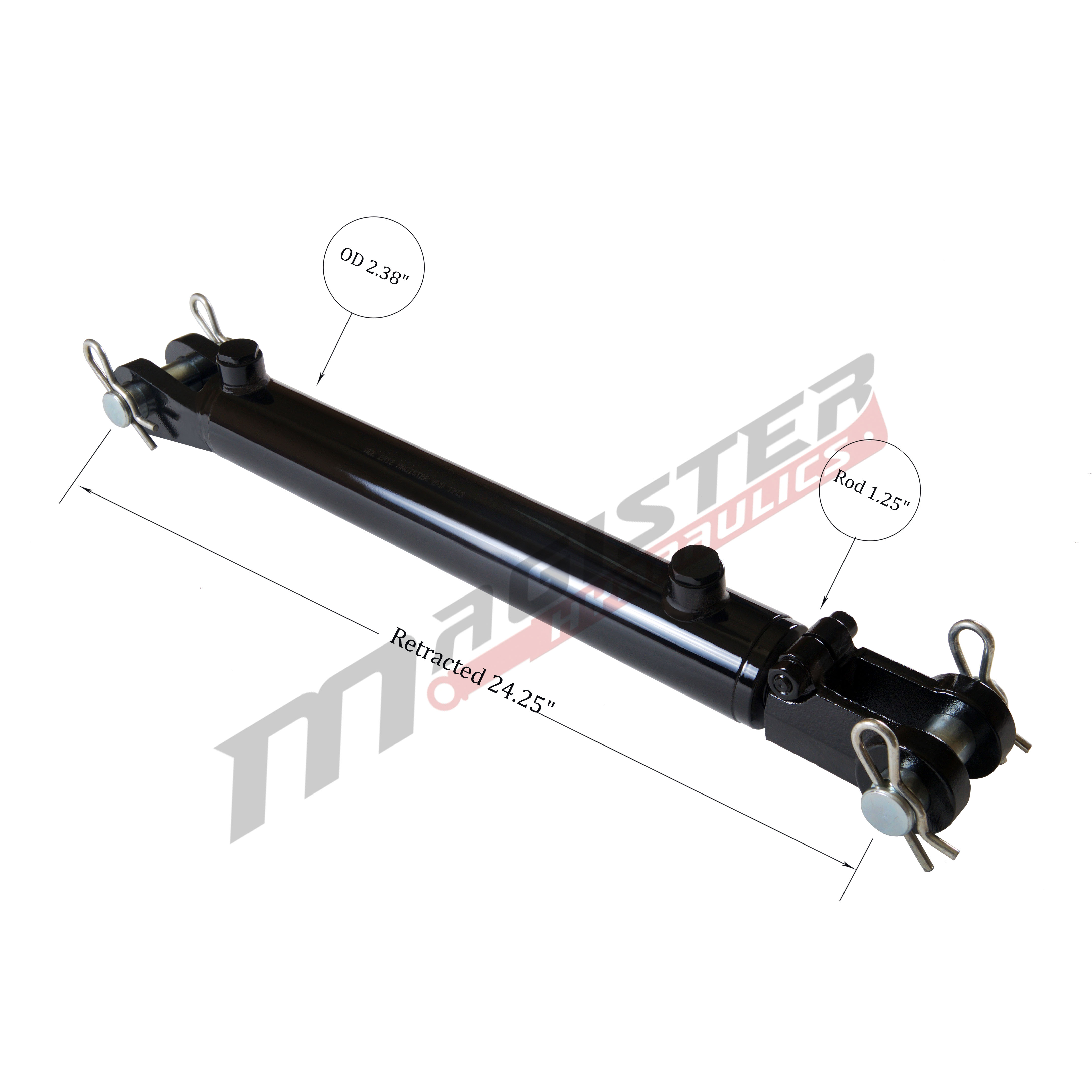 2 bore x 14 stroke hydraulic cylinder, welded clevis double acting cylinder | Magister Hydraulics