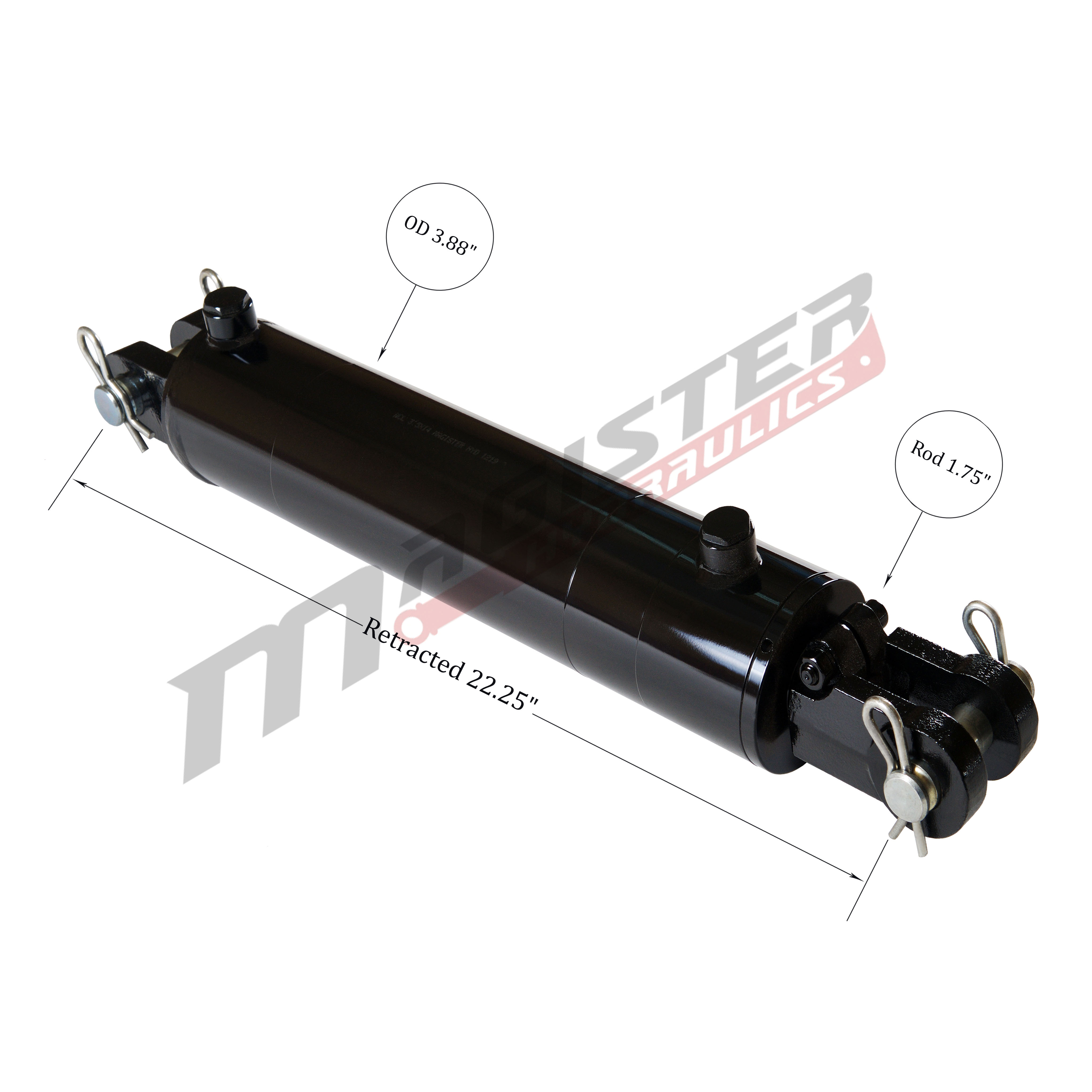 3.5 bore x 12 stroke hydraulic cylinder, welded clevis double acting cylinder | Magister Hydraulics