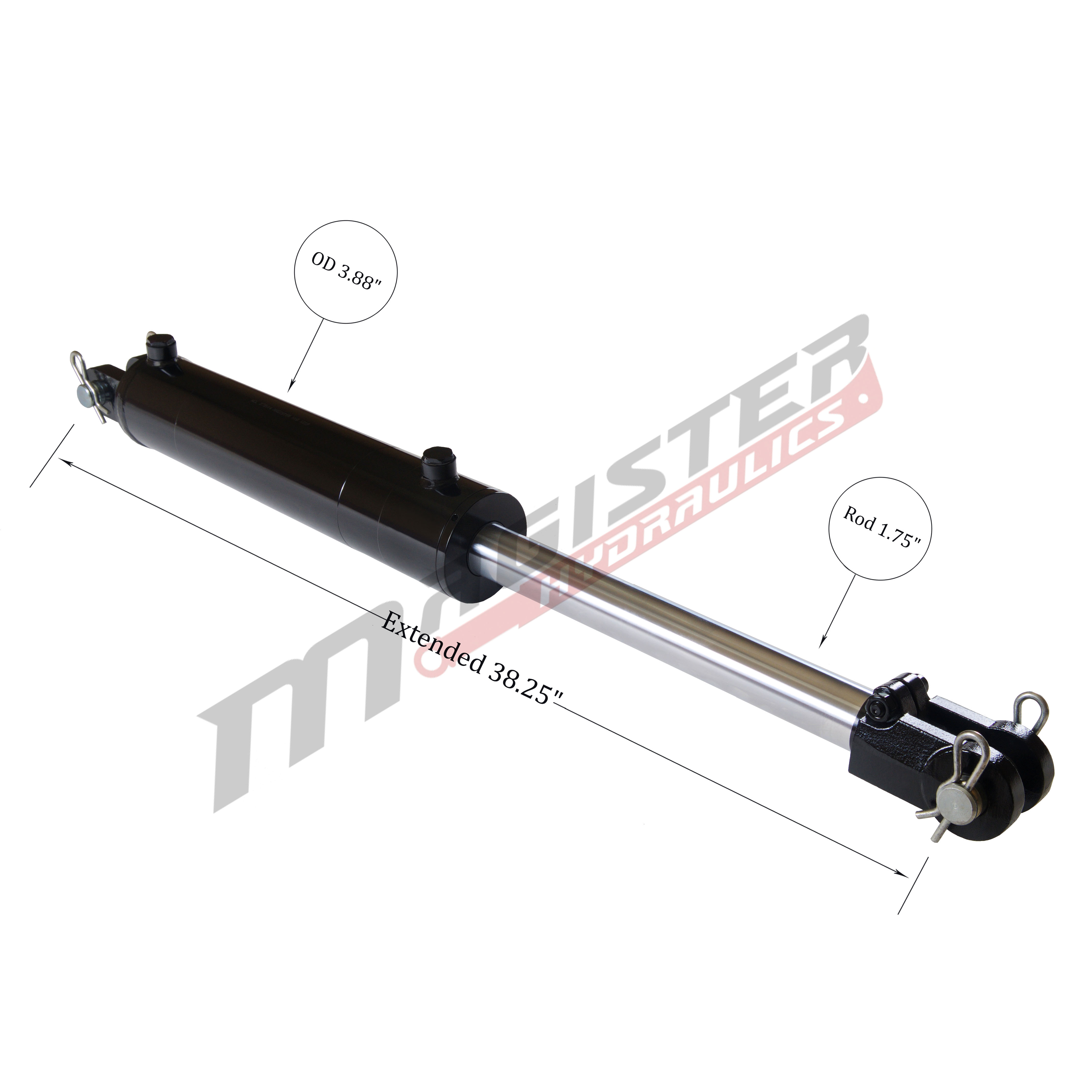 3.5 bore x 14 stroke hydraulic cylinder, welded clevis double acting cylinder | Magister Hydraulics