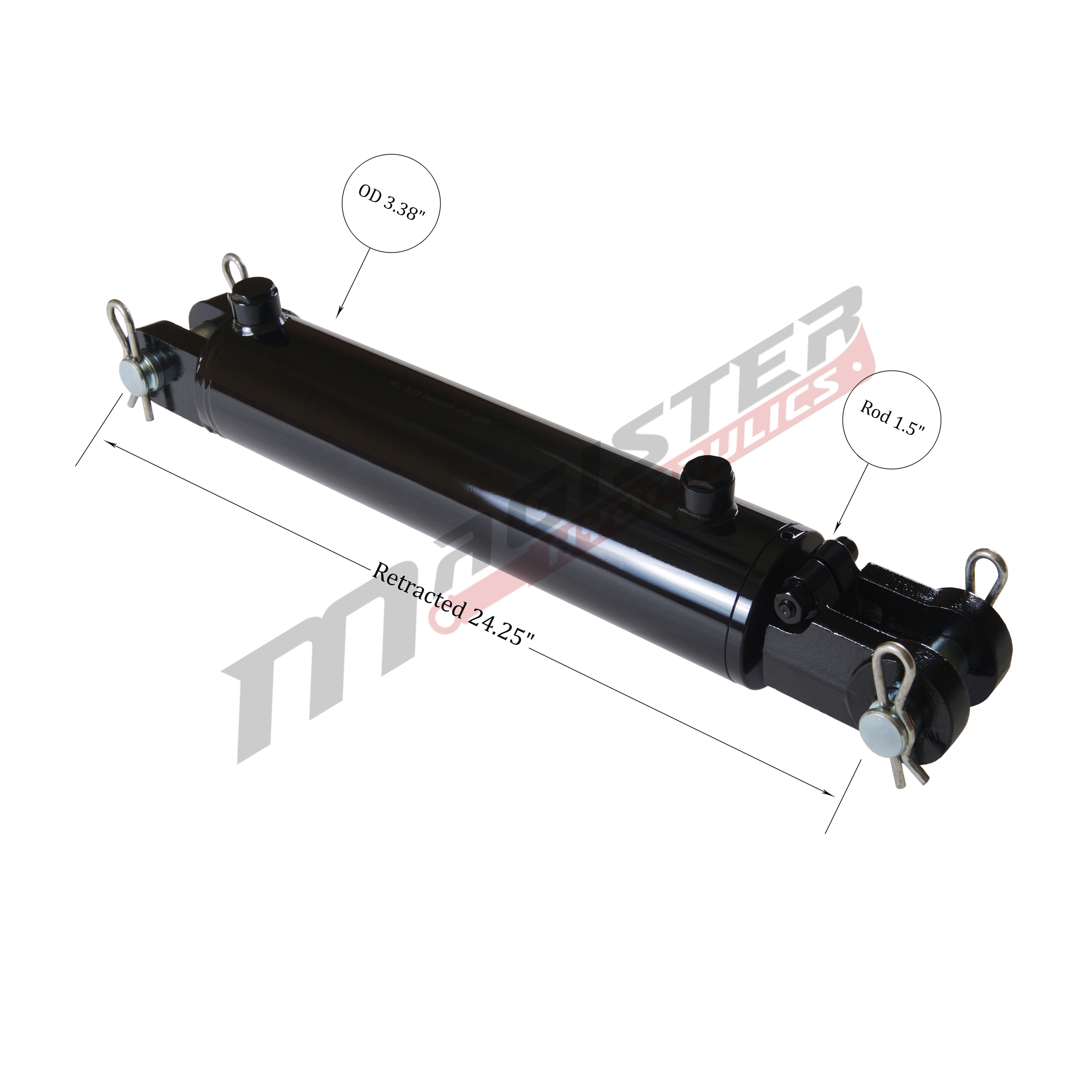 3 bore x 14 stroke hydraulic cylinder, welded clevis double acting cylinder | Magister Hydraulics