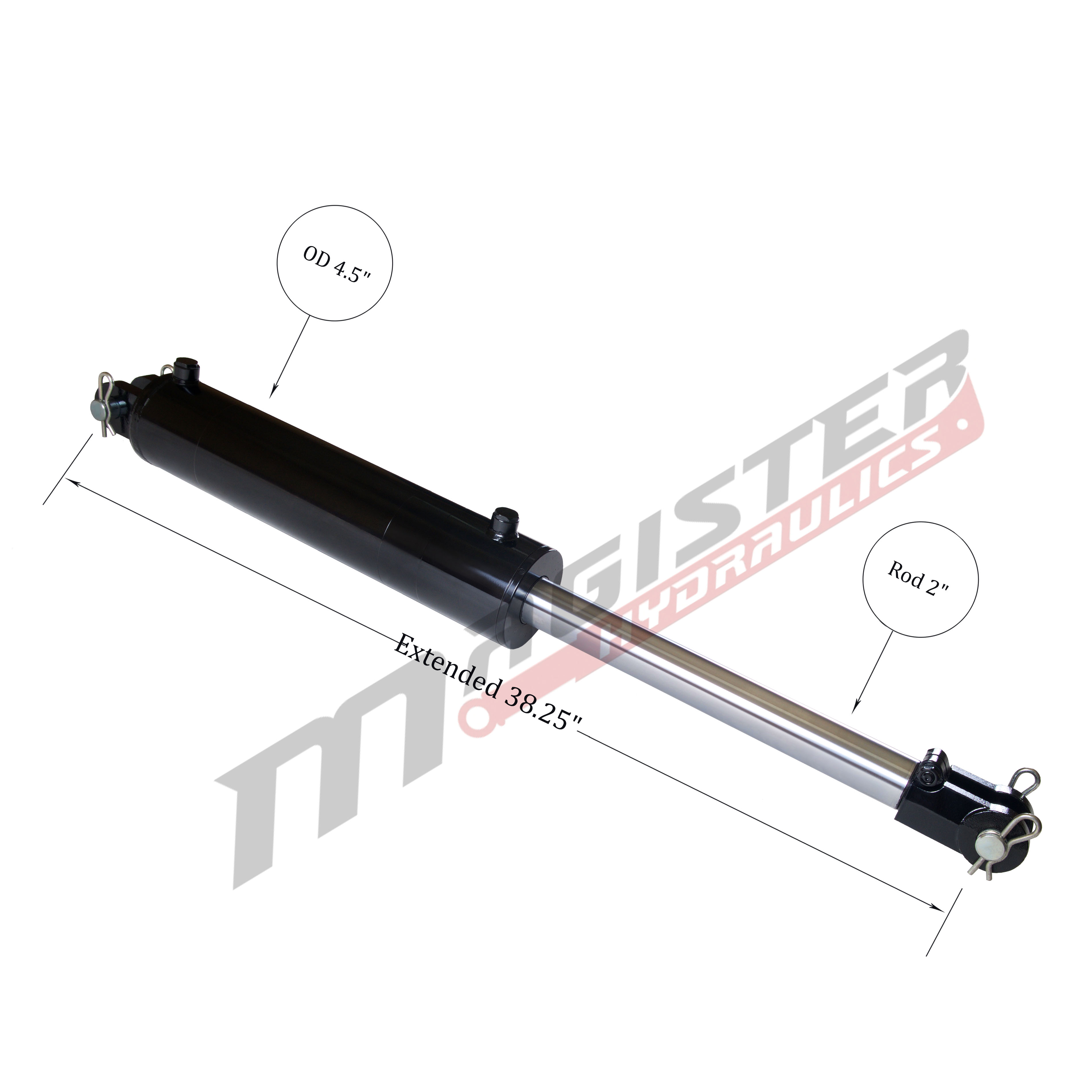 4 bore x 14 stroke hydraulic cylinder, welded clevis double acting cylinder | Magister Hydraulics
