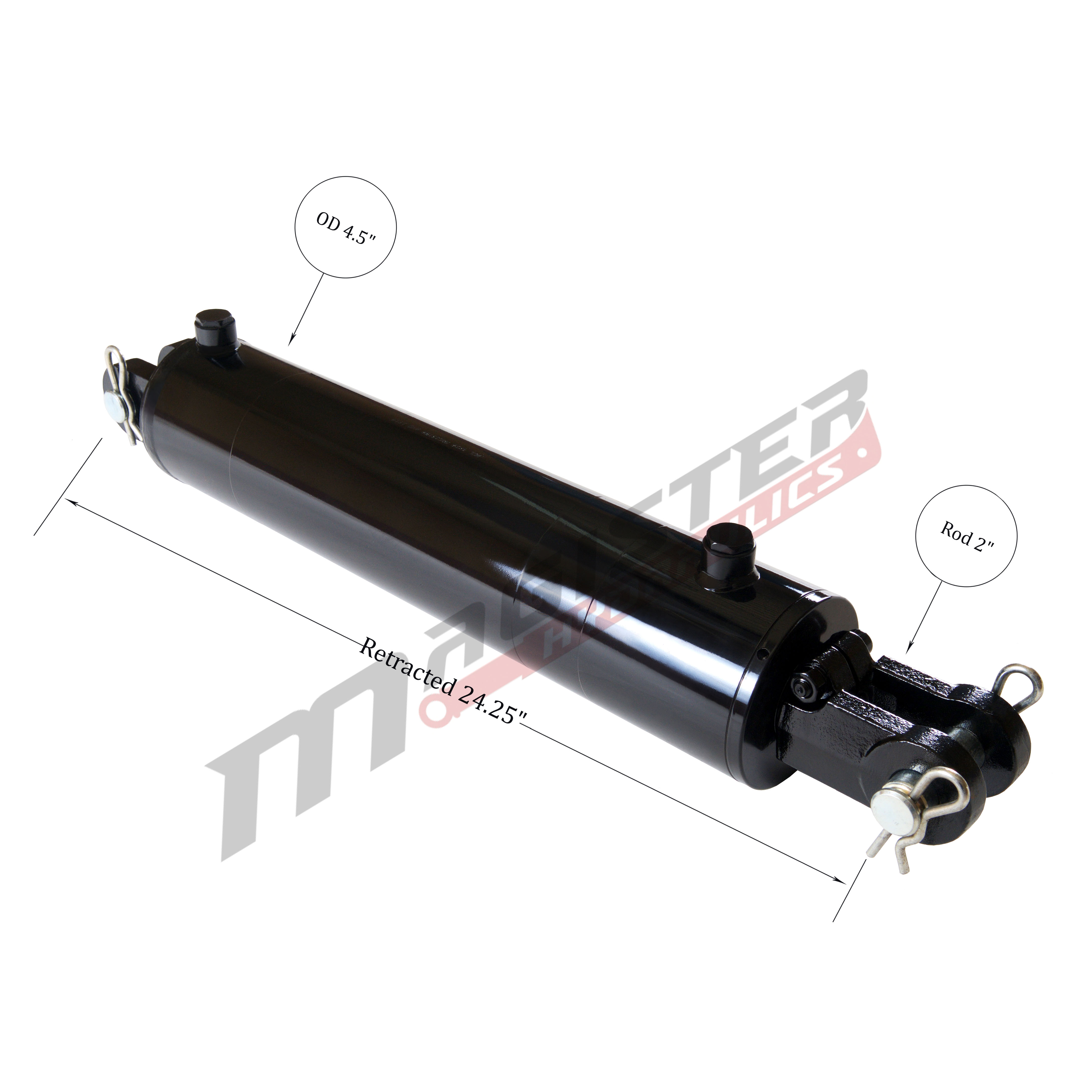 4 bore x 14 stroke hydraulic cylinder, welded clevis double acting cylinder | Magister Hydraulics