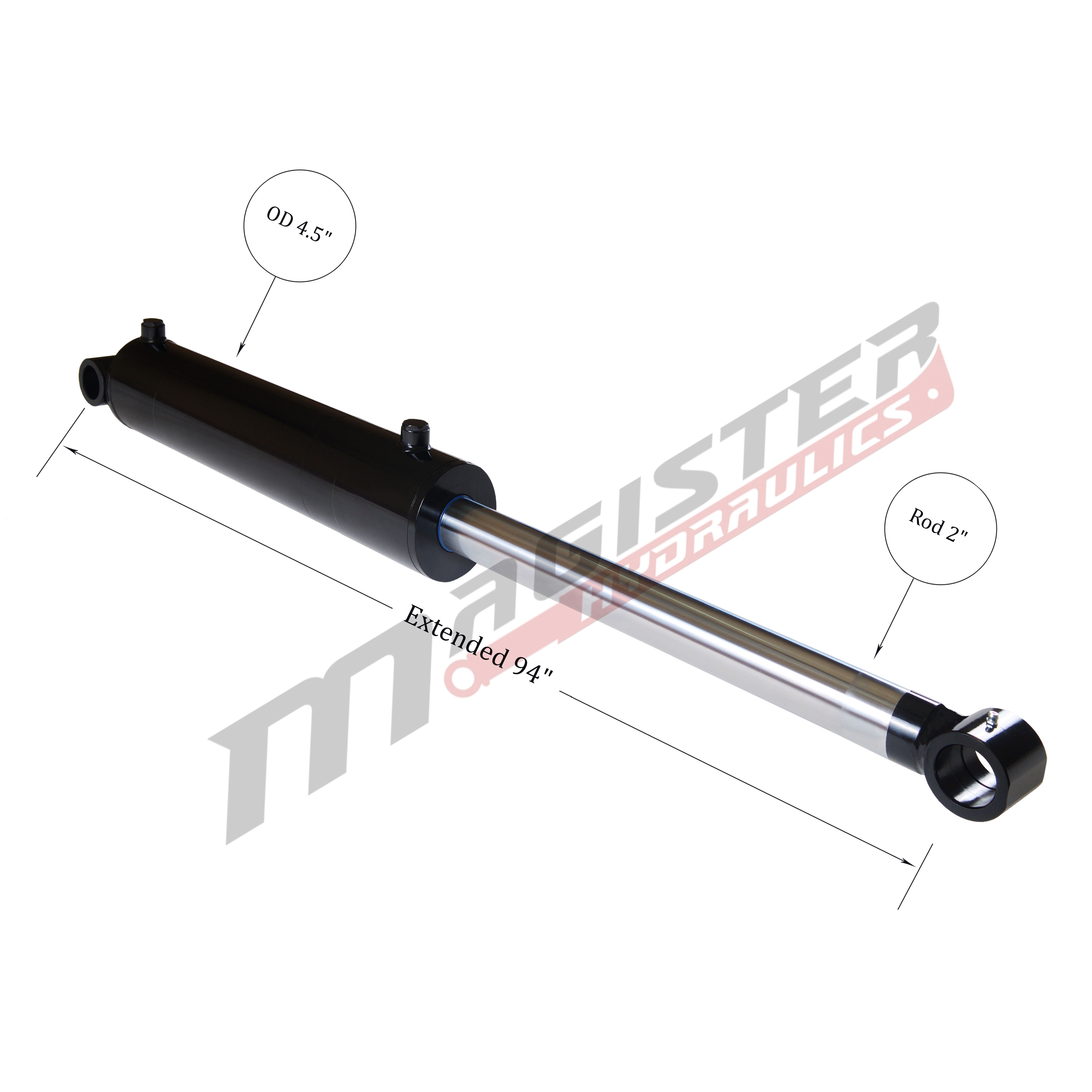 4 bore x 42 stroke hydraulic cylinder, welded cross tube double acting cylinder | Magister Hydraulics