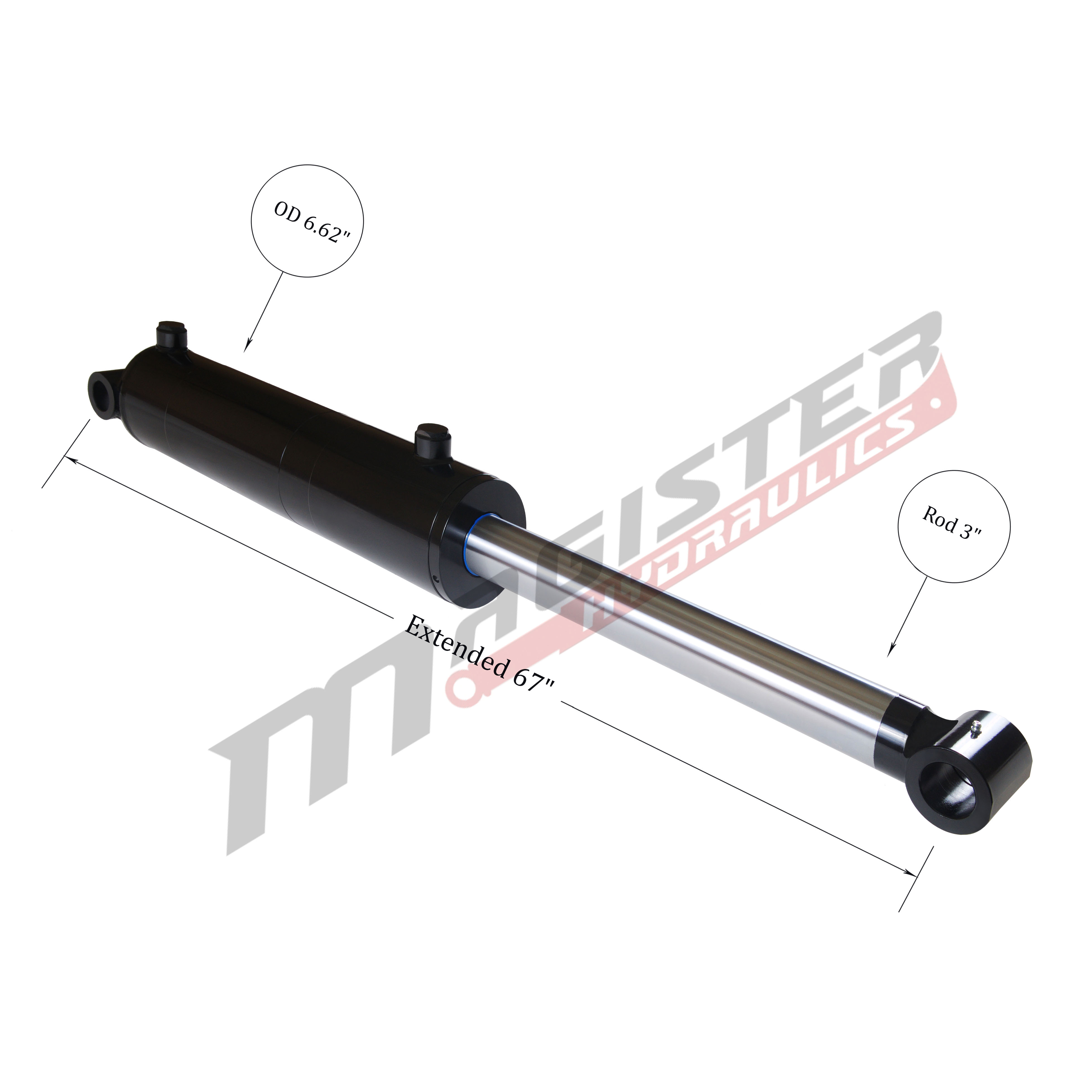 6 bore x 28 stroke hydraulic cylinder, welded cross tube double acting cylinder | Magister Hydraulics