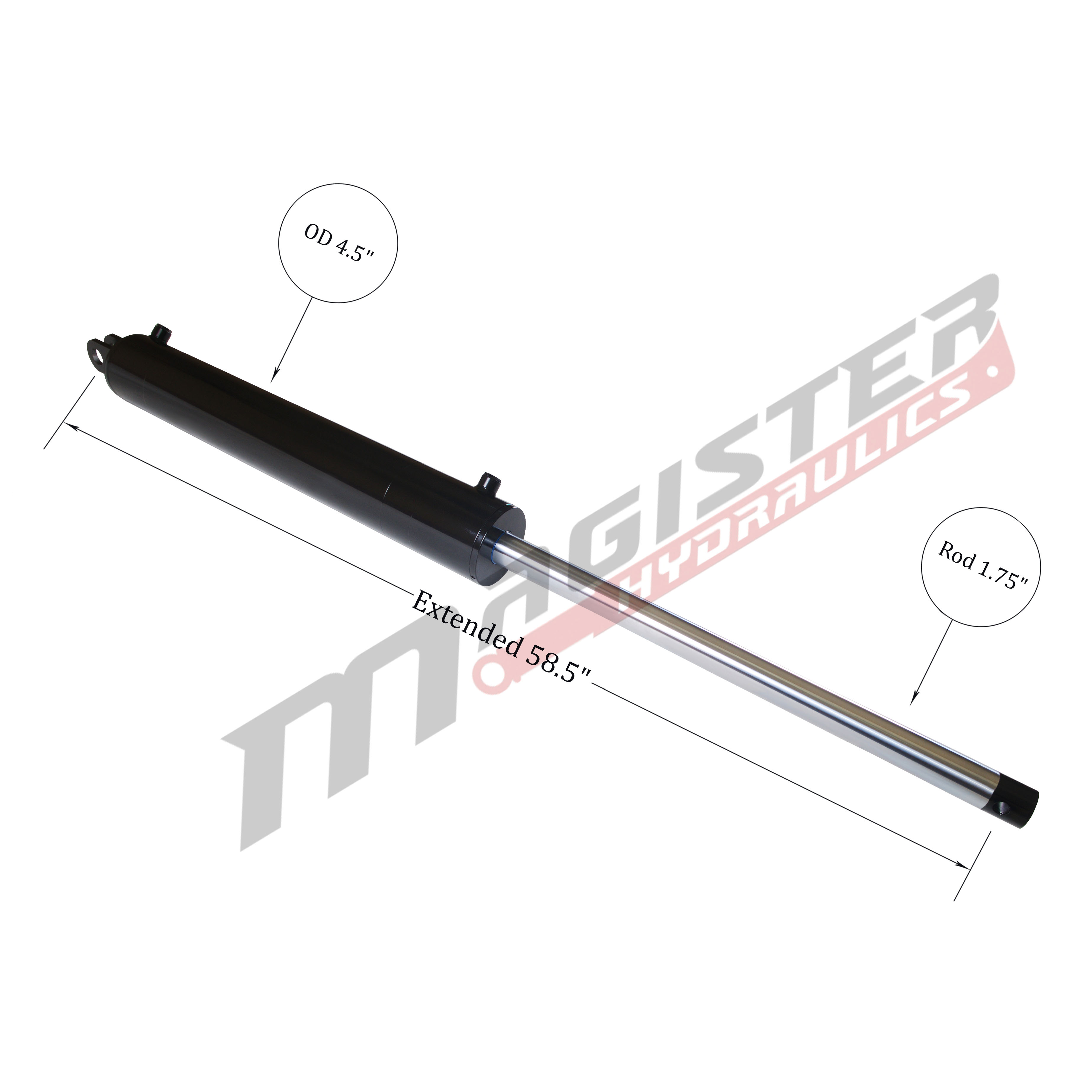 4 bore x 24 stroke hydraulic cylinder, log splitter double acting cylinder | Magister Hydraulics