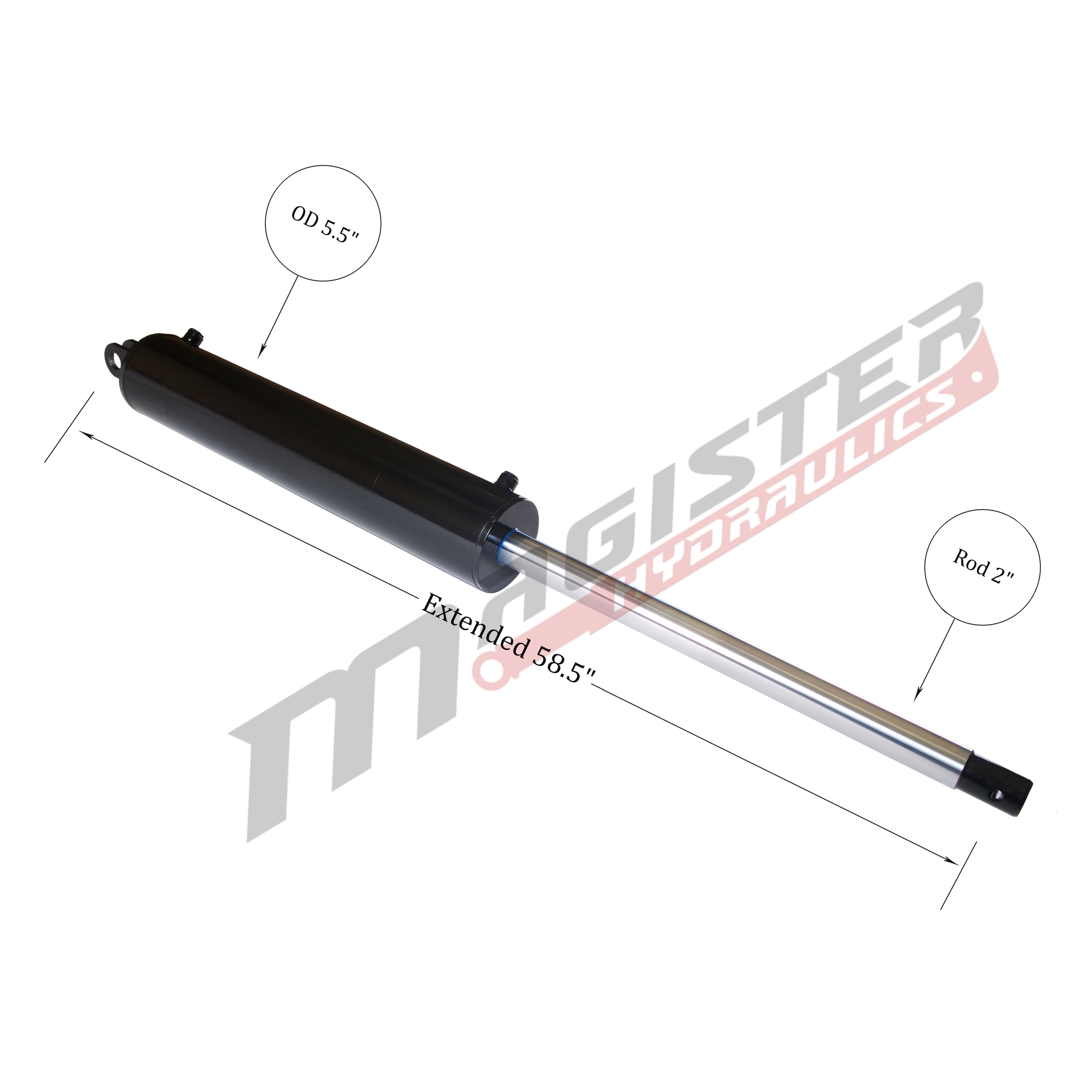 5 bore x 24 stroke hydraulic cylinder, log splitter double acting cylinder | Magister Hydraulics