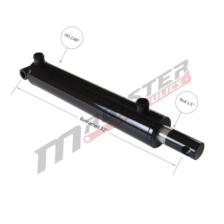 2.5 bore x 24 stroke hydraulic cylinder, welded pin eye double acting cylinder | Magister Hydraulics 2.5 bore x 24 stroke hydraulic cylinder, welded pin eye double acting cylinder | Magister Hydraulics