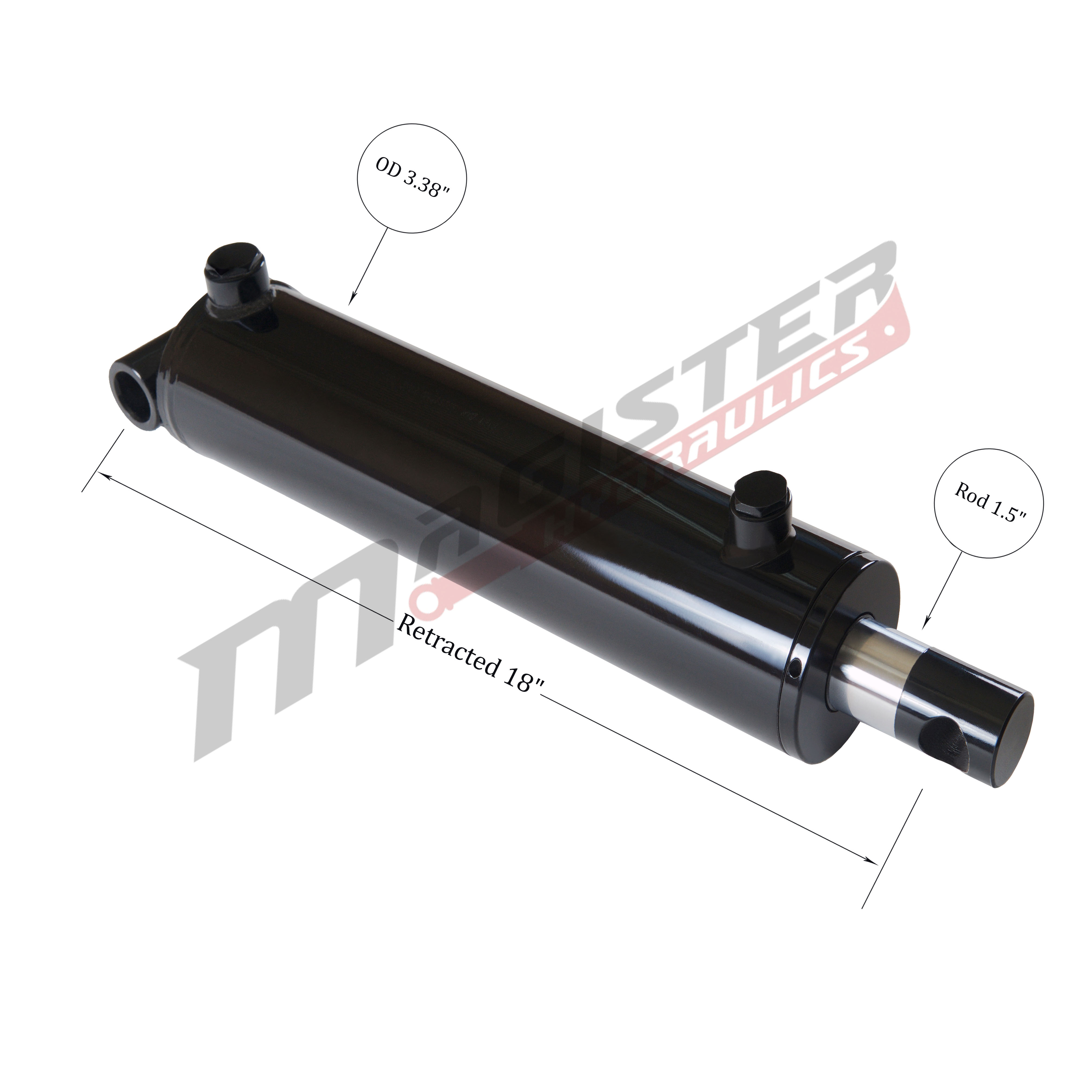 3 bore x 10 stroke hydraulic cylinder, welded pin eye double acting cylinder | Magister Hydraulics