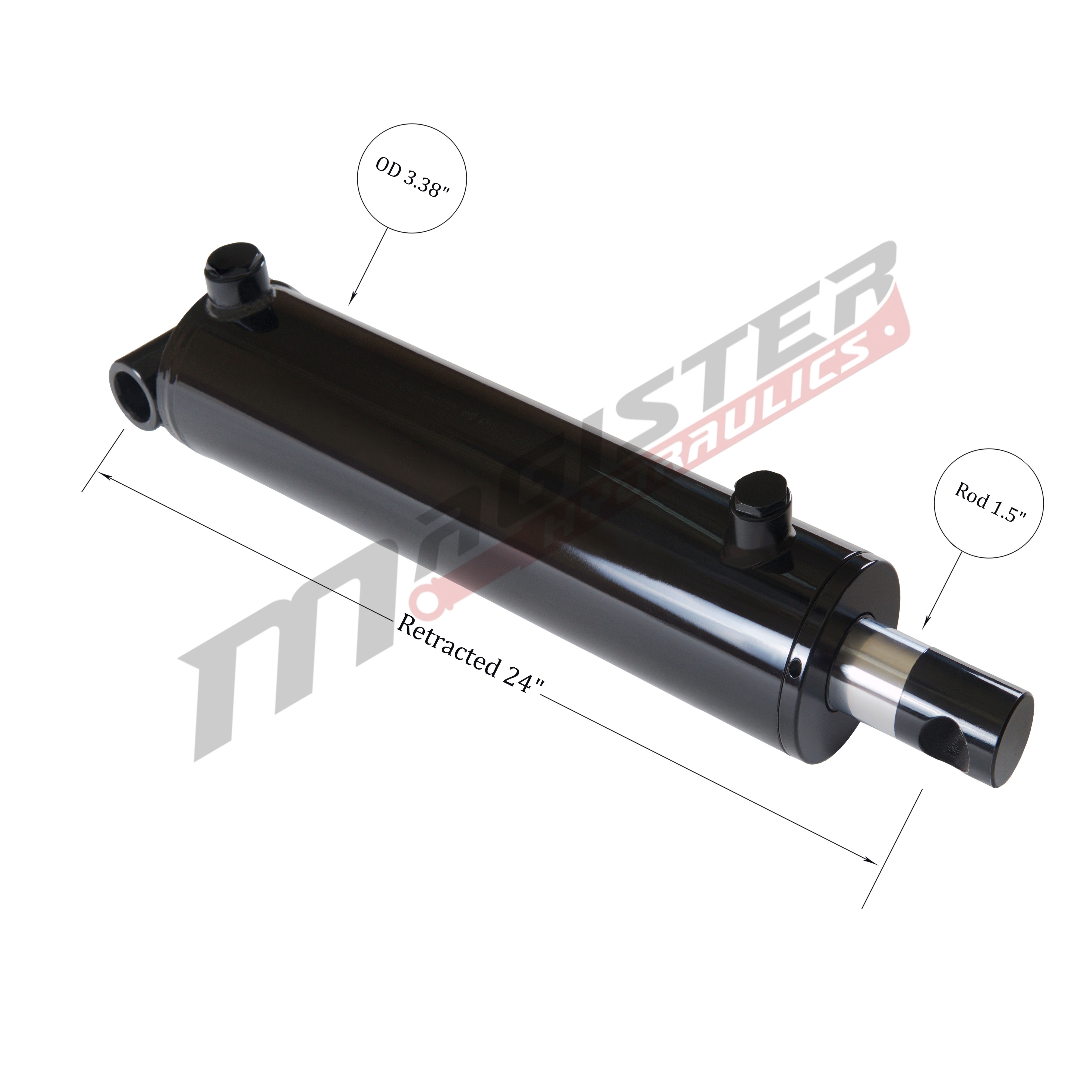 3 bore x 16 stroke hydraulic cylinder, welded pin eye double acting cylinder | Magister Hydraulics