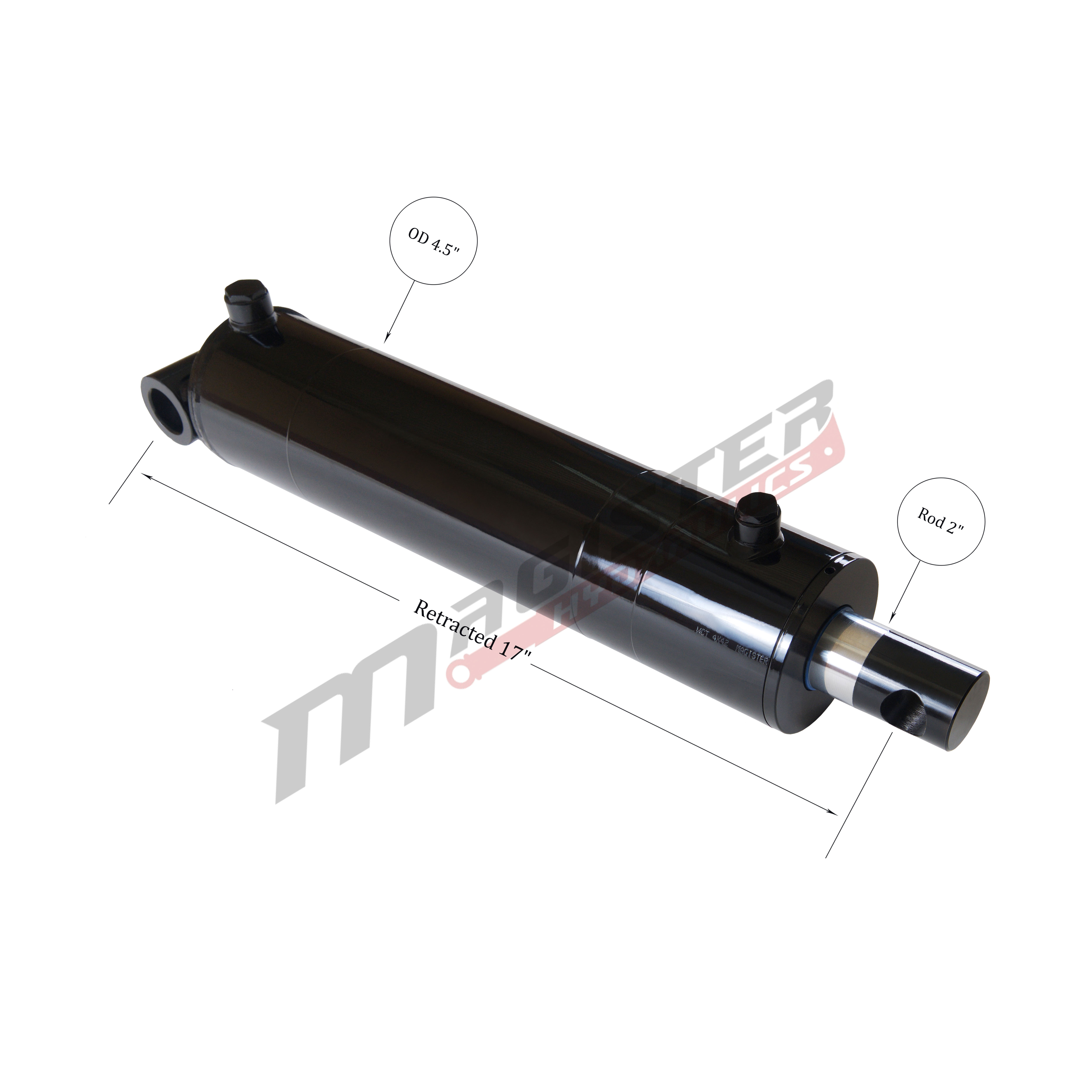 4 bore x 8 stroke hydraulic cylinder, welded pin eye double acting cylinder | Magister Hydraulics