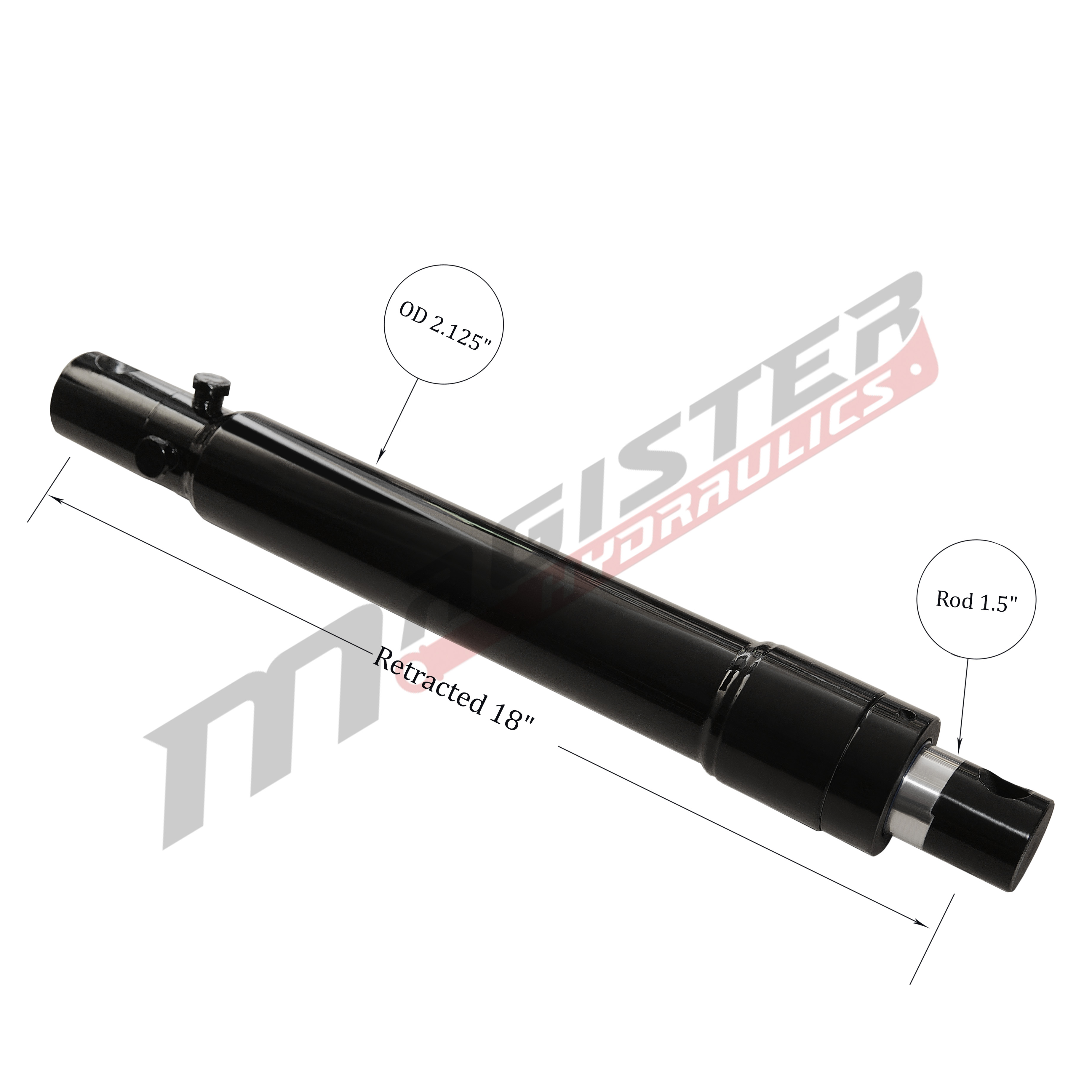 1.5 bore x 12 stroke hydraulic cylinder Meyers, welded snow plow single acting cylinder | Magister Hydraulics