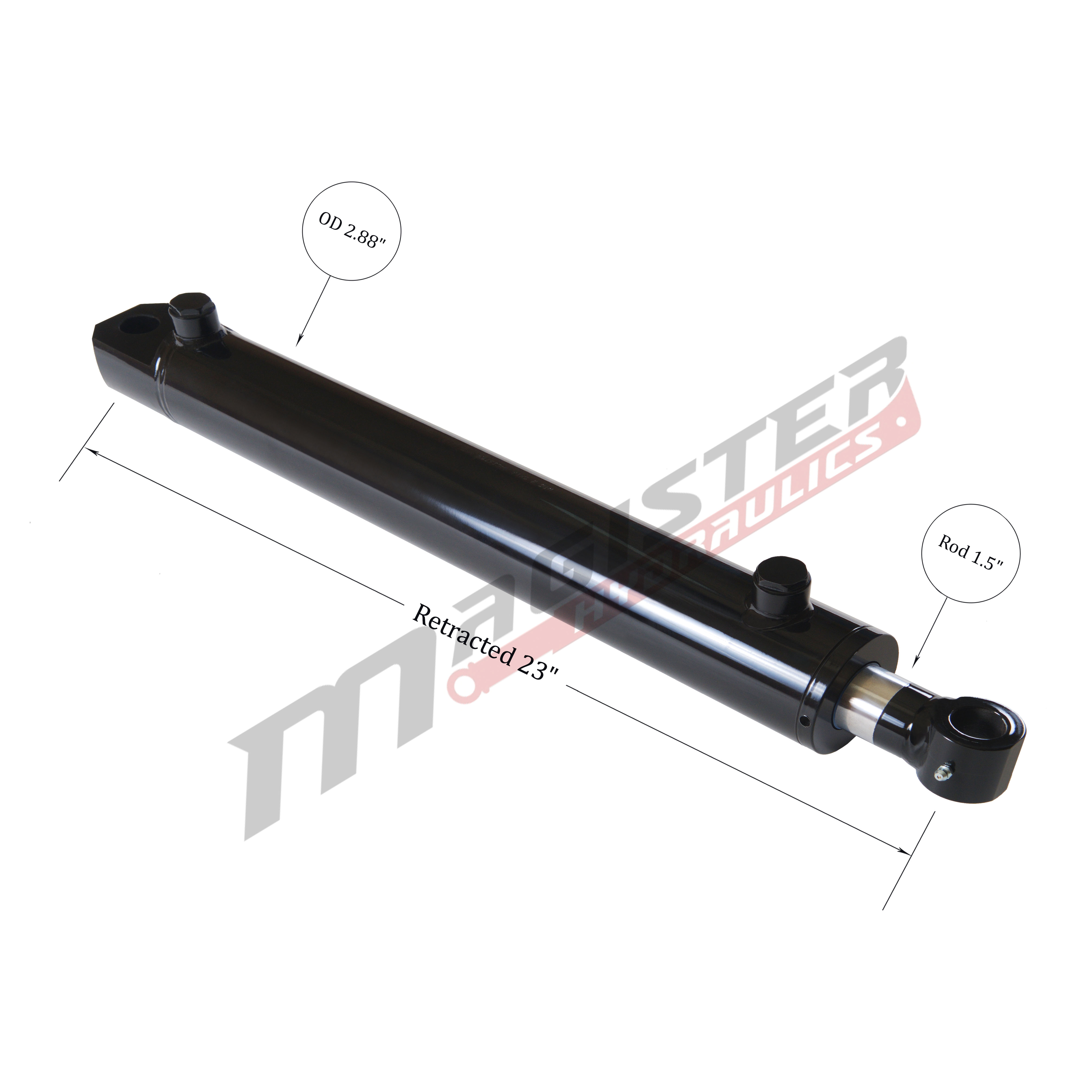 2.5 bore x 14 stroke hydraulic cylinder, welded tang double acting cylinder | Magister Hydraulics