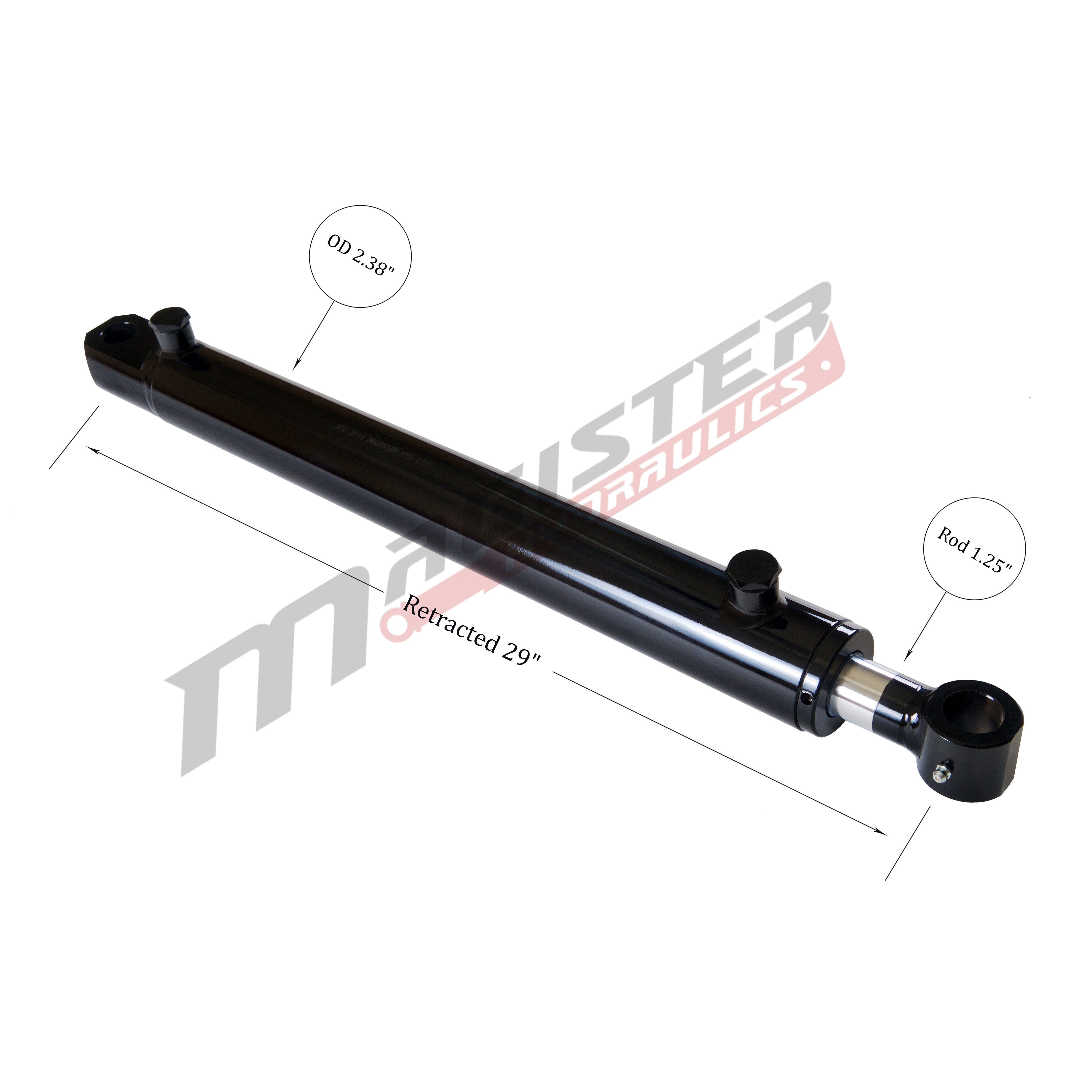 2 bore x 20 stroke hydraulic cylinder, welded tang double acting cylinder | Magister Hydraulics