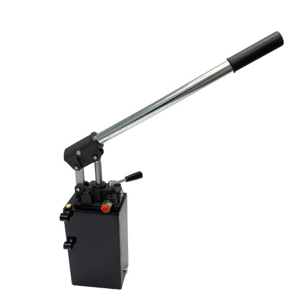 Hydraulic piston hand pump with double acting changeover valve for double acting cylinder 2.7 CID with 3 quart steel tank by Hydro-Pack | Magister Hydraulics Hydraulic piston hand pump with double acting changeover valve for double acting cylinder 2.7 CID with 3 quart steel tank by Hydro-Pack | Magister Hydraulics