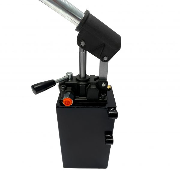 Hydraulic piston hand pump with double acting changeover valve for double acting cylinder 2.7 CID with 3 quart steel tank by Hydro-Pack | Magister Hydraulics Hydraulic piston hand pump with double acting changeover valve for double acting cylinder 2.7 CID with 3 quart steel tank by Hydro-Pack | Magister Hydraulics