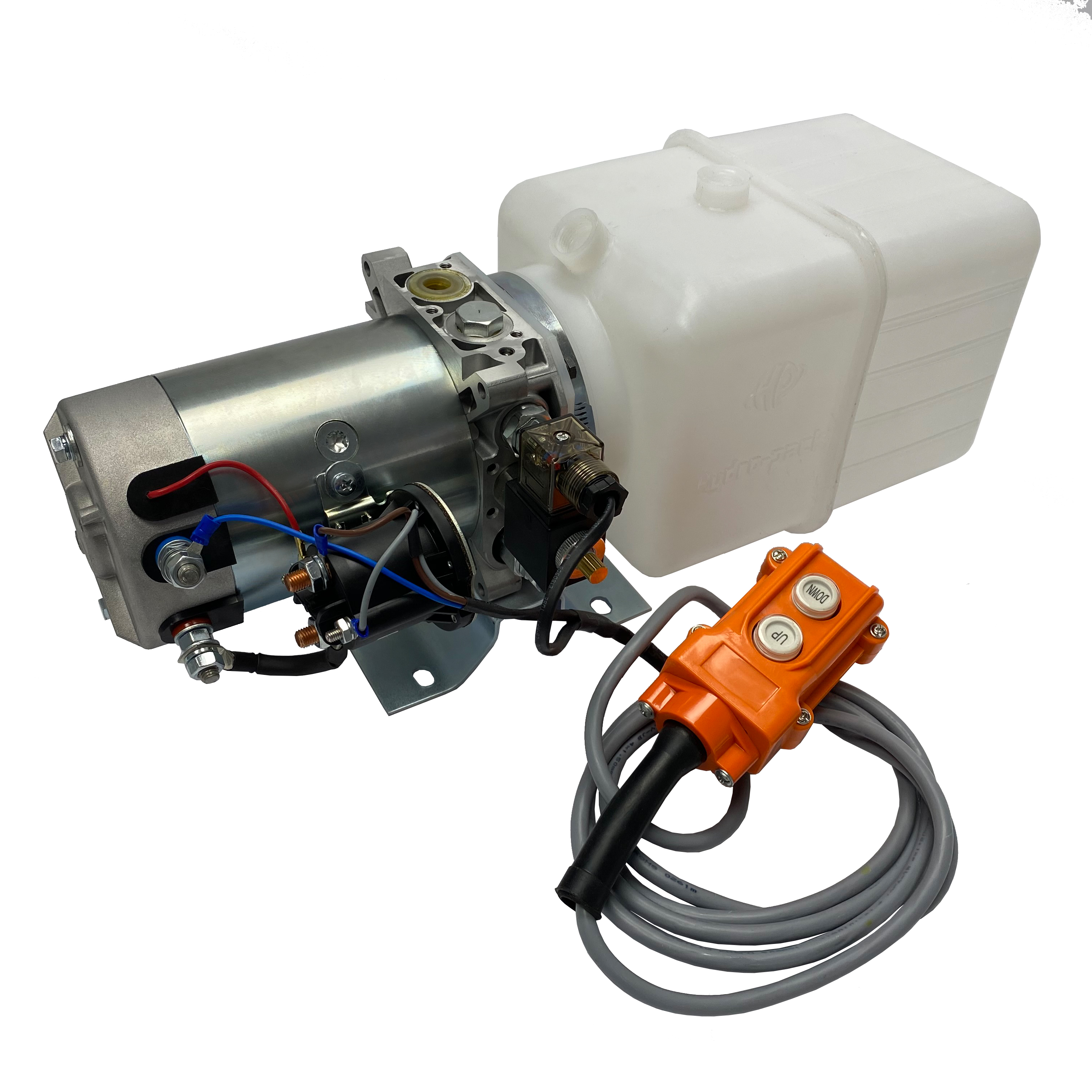single acting 6 quarts plastic reservoir hydraulic power unit 12V DC by Hydro-Pack | Magister Hydraulics