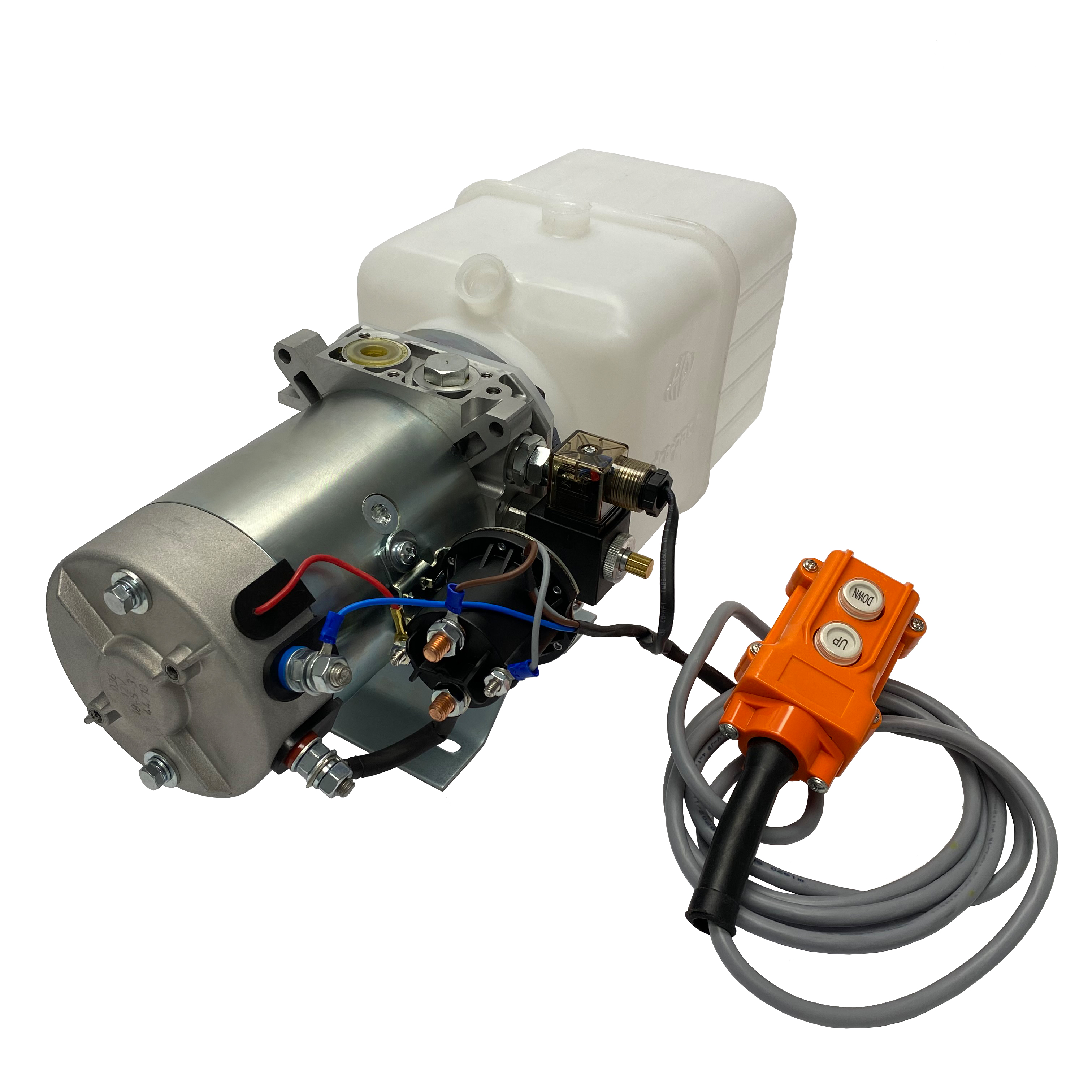 single acting 6 quarts plastic reservoir hydraulic power unit 12V DC by Hydro-Pack | Magister Hydraulics