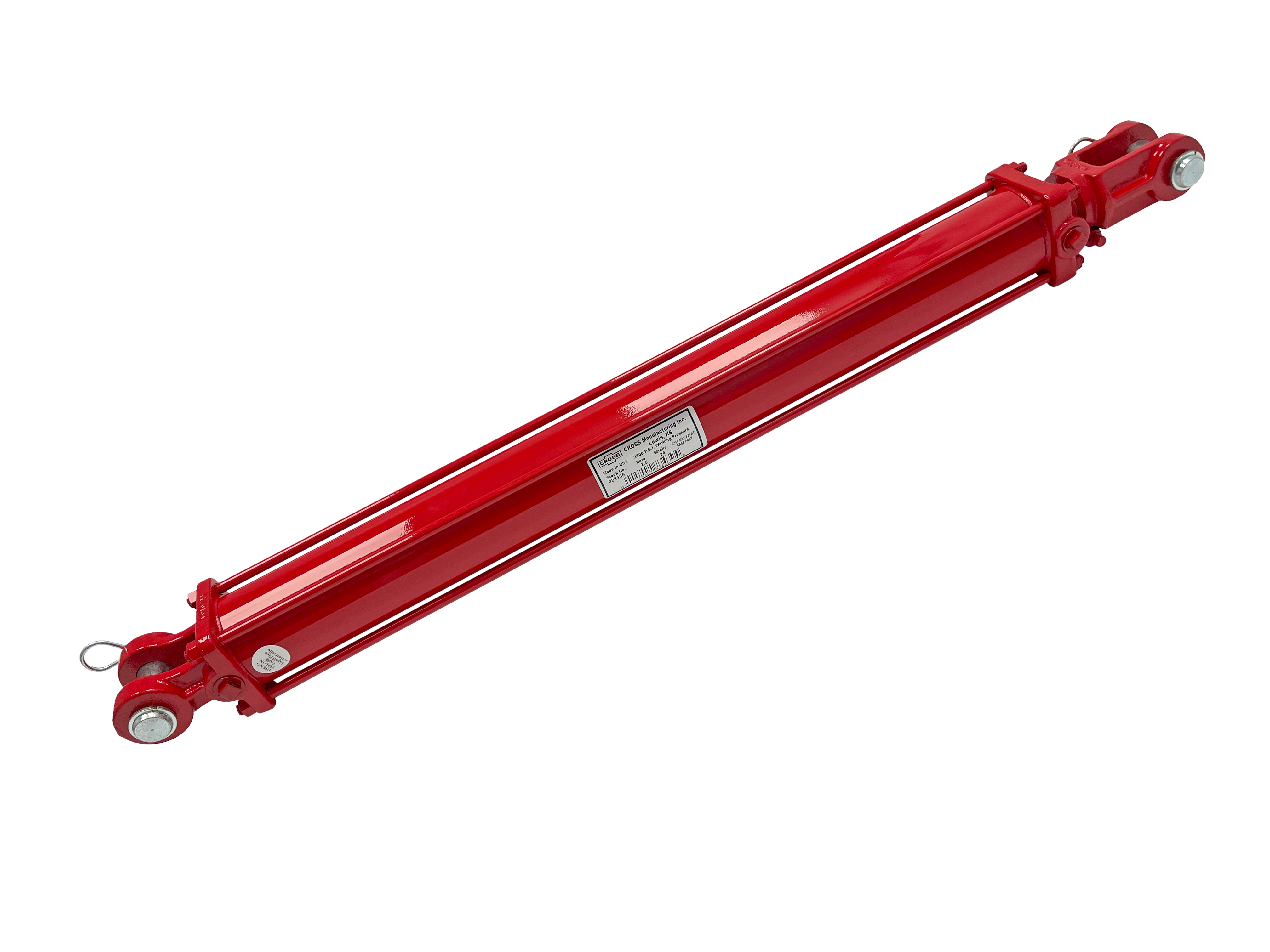 3 Bore Diameter 2500 psi 1/2 NPTF Port 12 Stroke Length Clevis Mounting Red CROSS Manufacturing 22639 DB Series Alloy Steel Tie-Rod Hydraulic Lifting Cylinder 