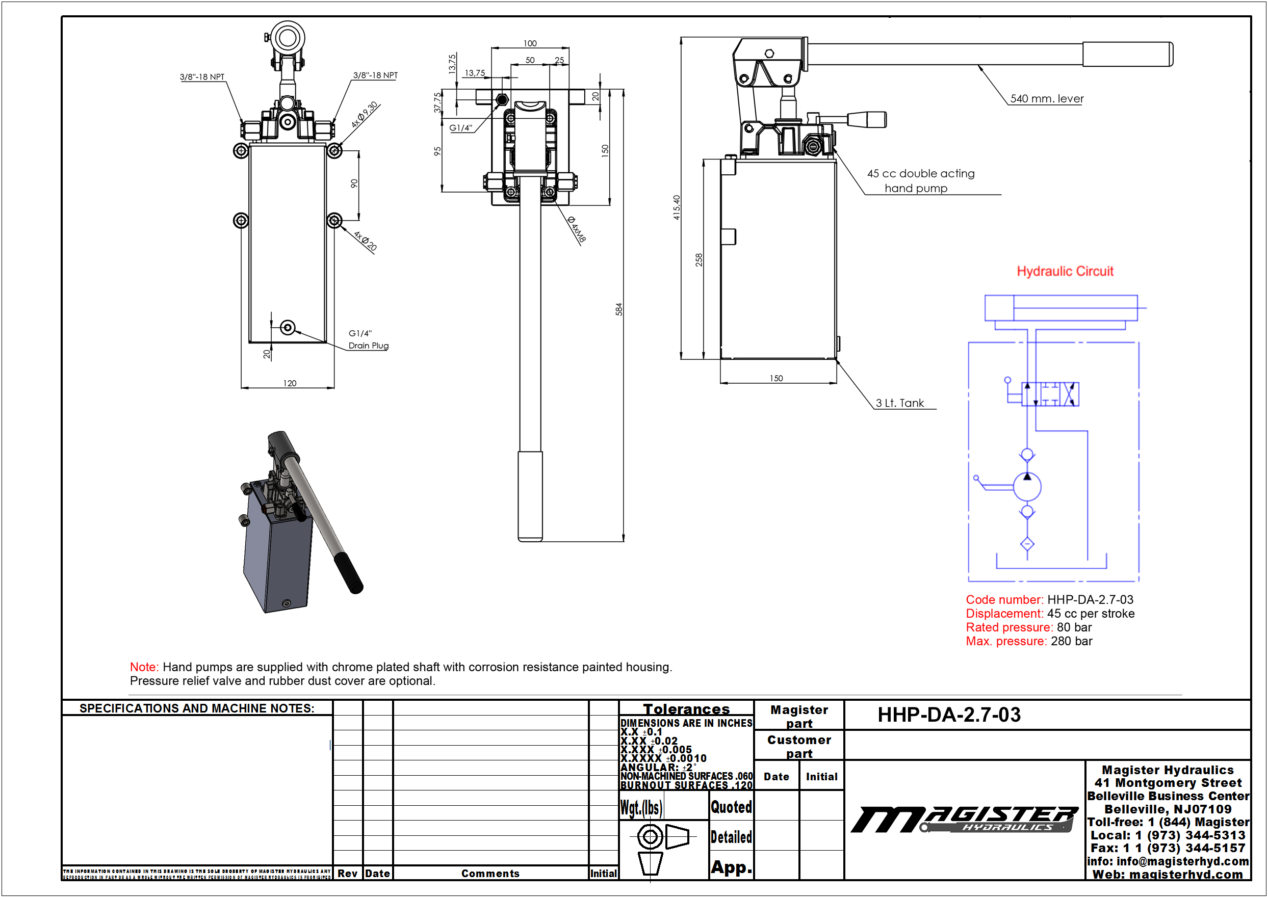 Hydraulic Hand Pump 2.7 diagram