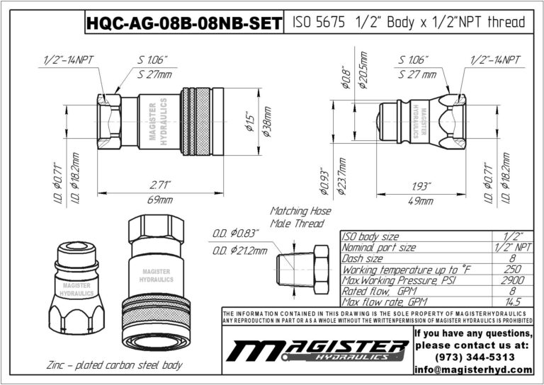HQC-AG-08B-08NB-SET (AG8-1.2 NPT сфера)