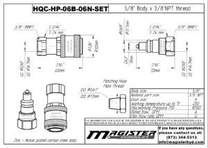 HQC-HP-06B-06N-SET (HP6-3.8 NPT) HQC-HP-06B-06N-SET (HP6-3.8 NPT)