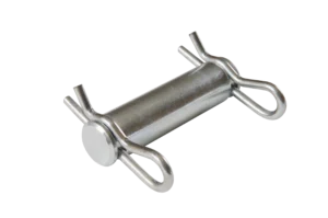 1" pin diameter x 4" long steel pivot pin with R-clips
